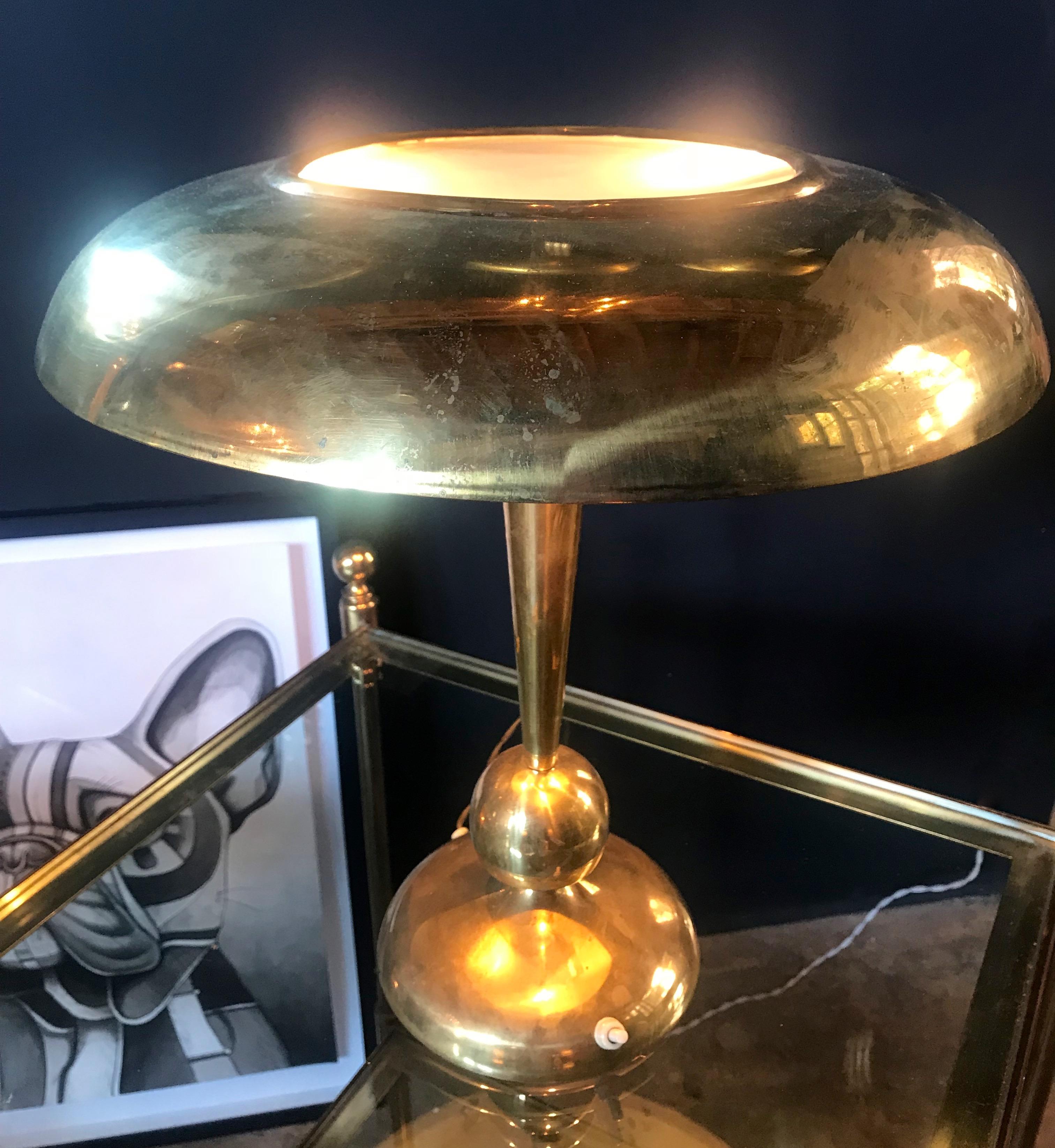 Mid-Century Modern Oscar Torlasco Solid Brass Table Lamp, Italy, 1950s