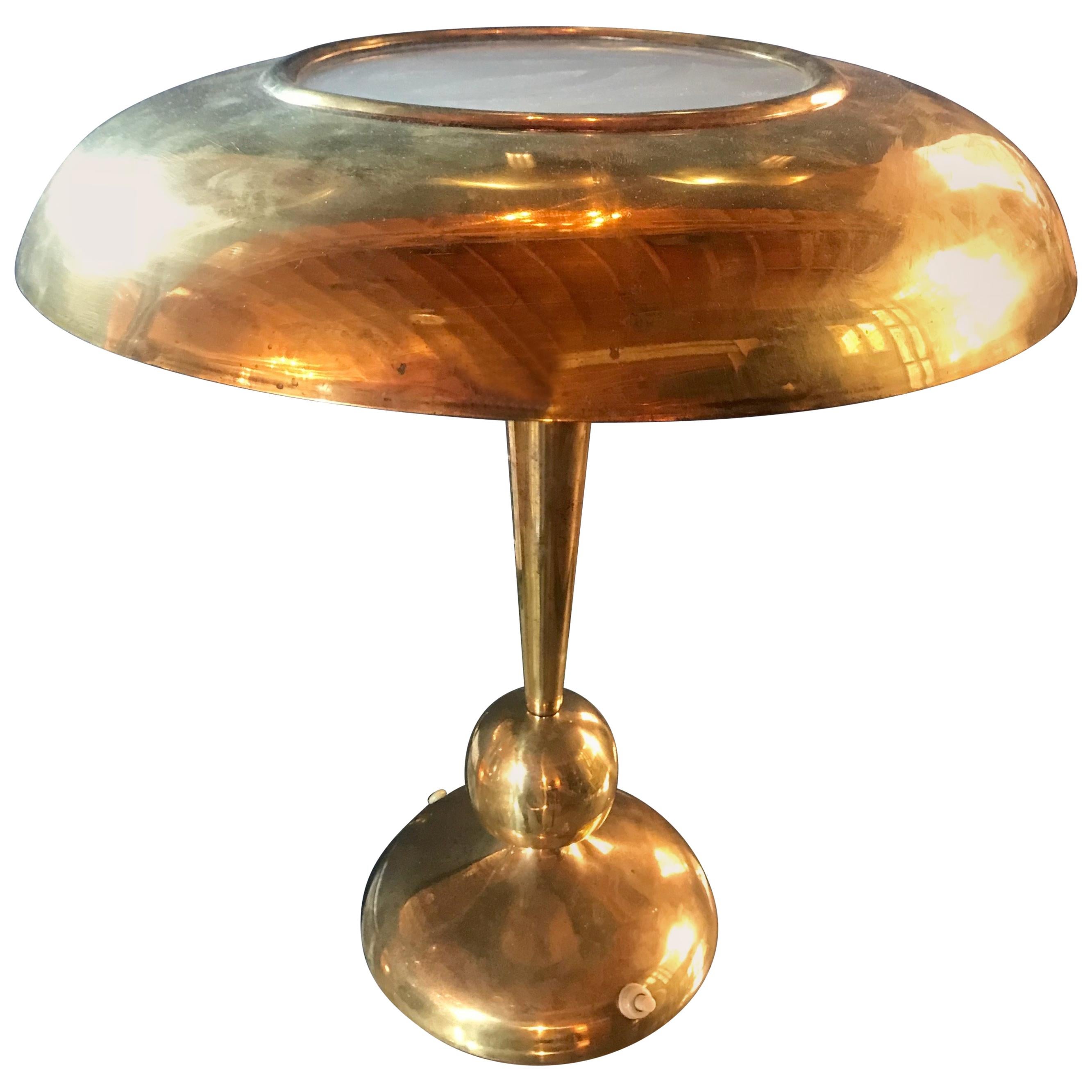 Oscar Torlasco Solid Brass Table Lamp, Italy, 1950s