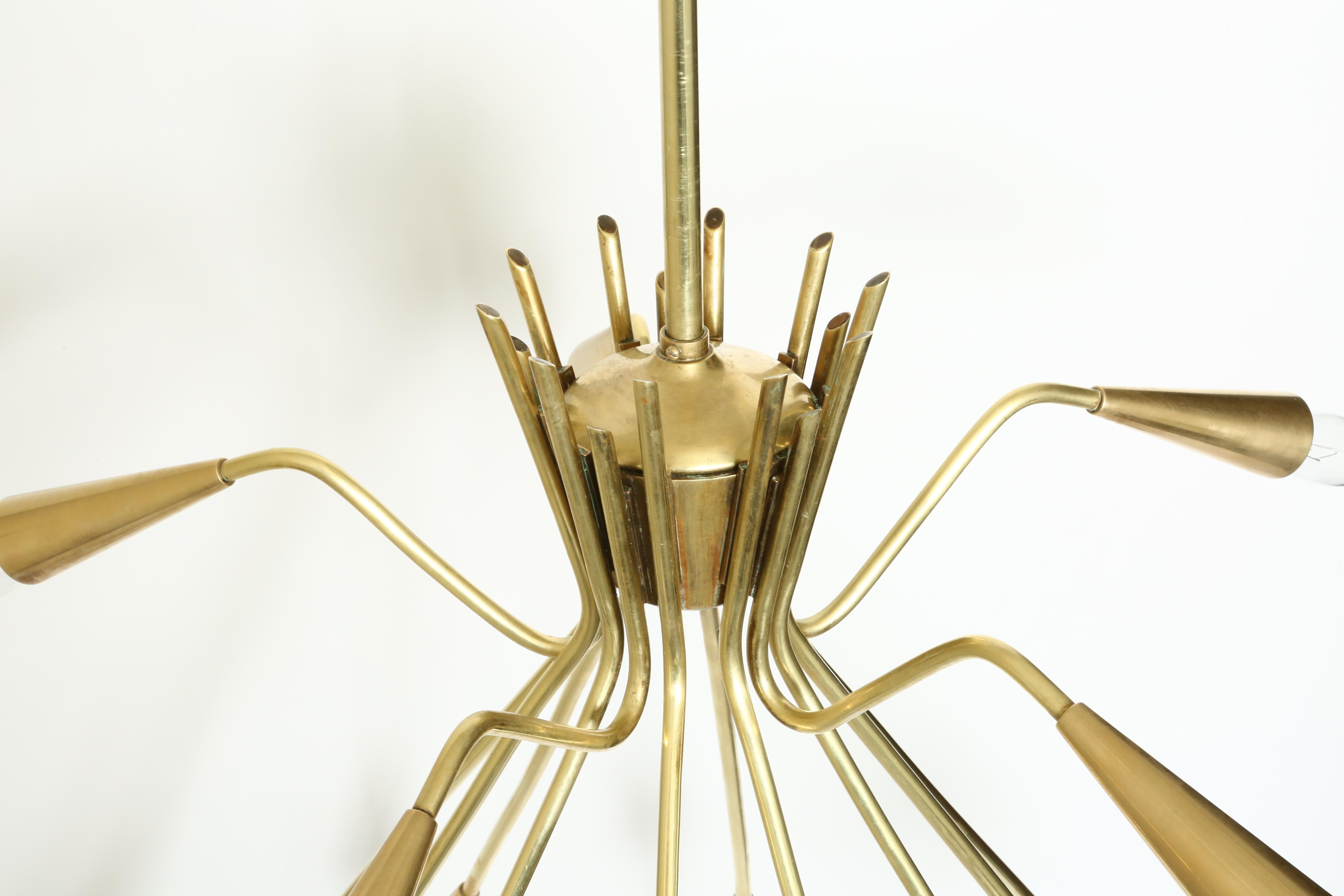 Sputnik Oscar Torlasco Style Brass Chandelier For Sale 4