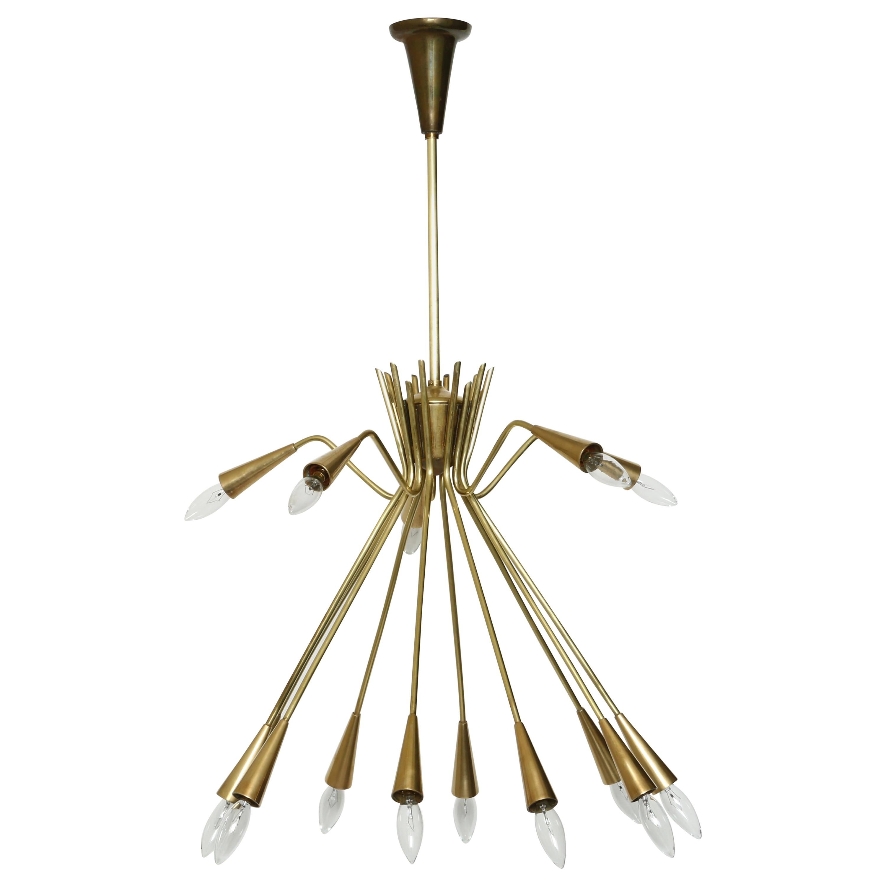 Sputnik Oscar Torlasco Style Brass Chandelier For Sale