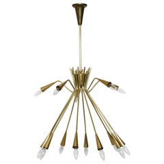 Used Sputnik Oscar Torlasco Style Brass Chandelier