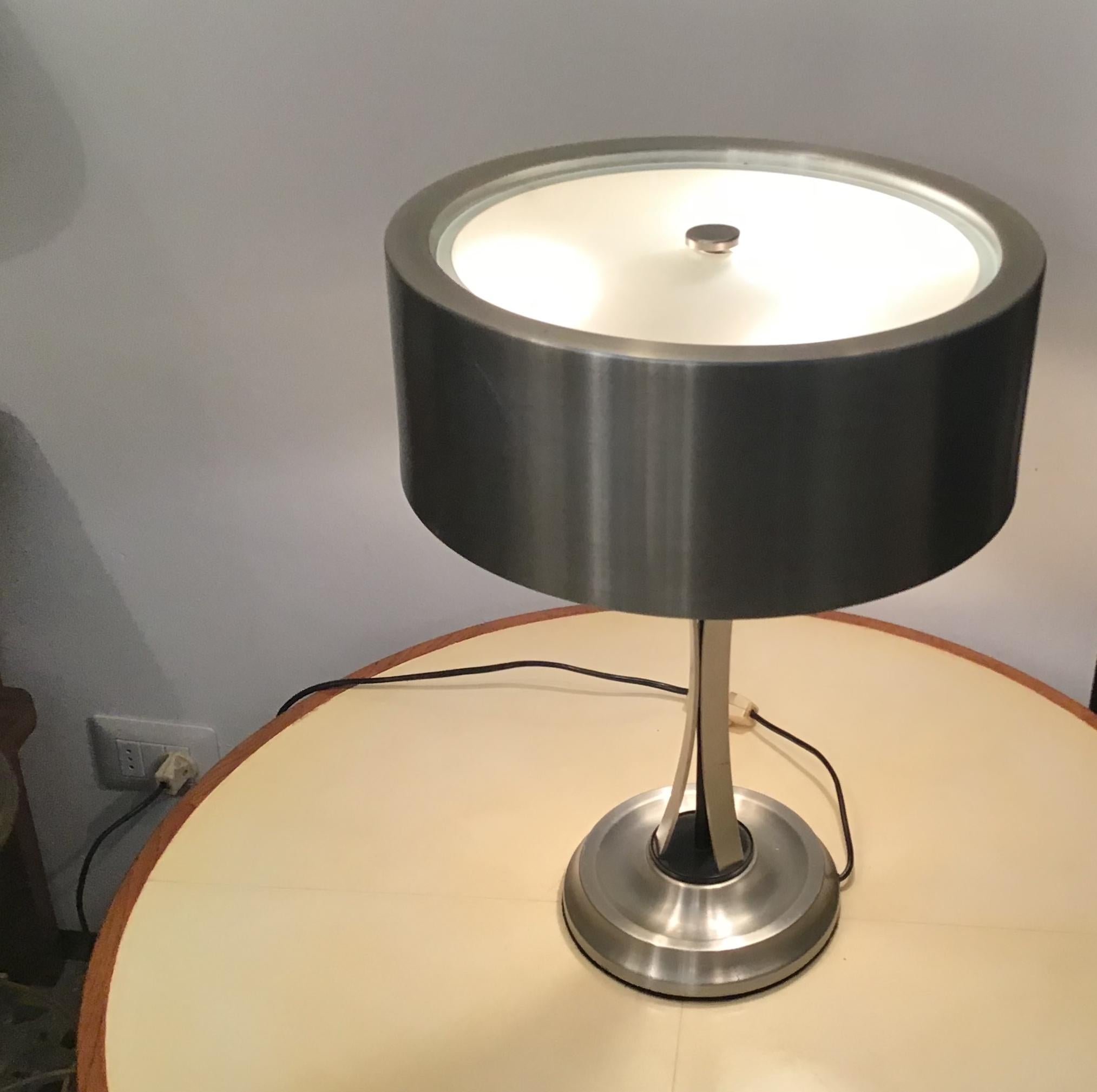 Oscar Torlasco Table Lamp Brass Chrome Metal Pivoting Paralun, 1950 3