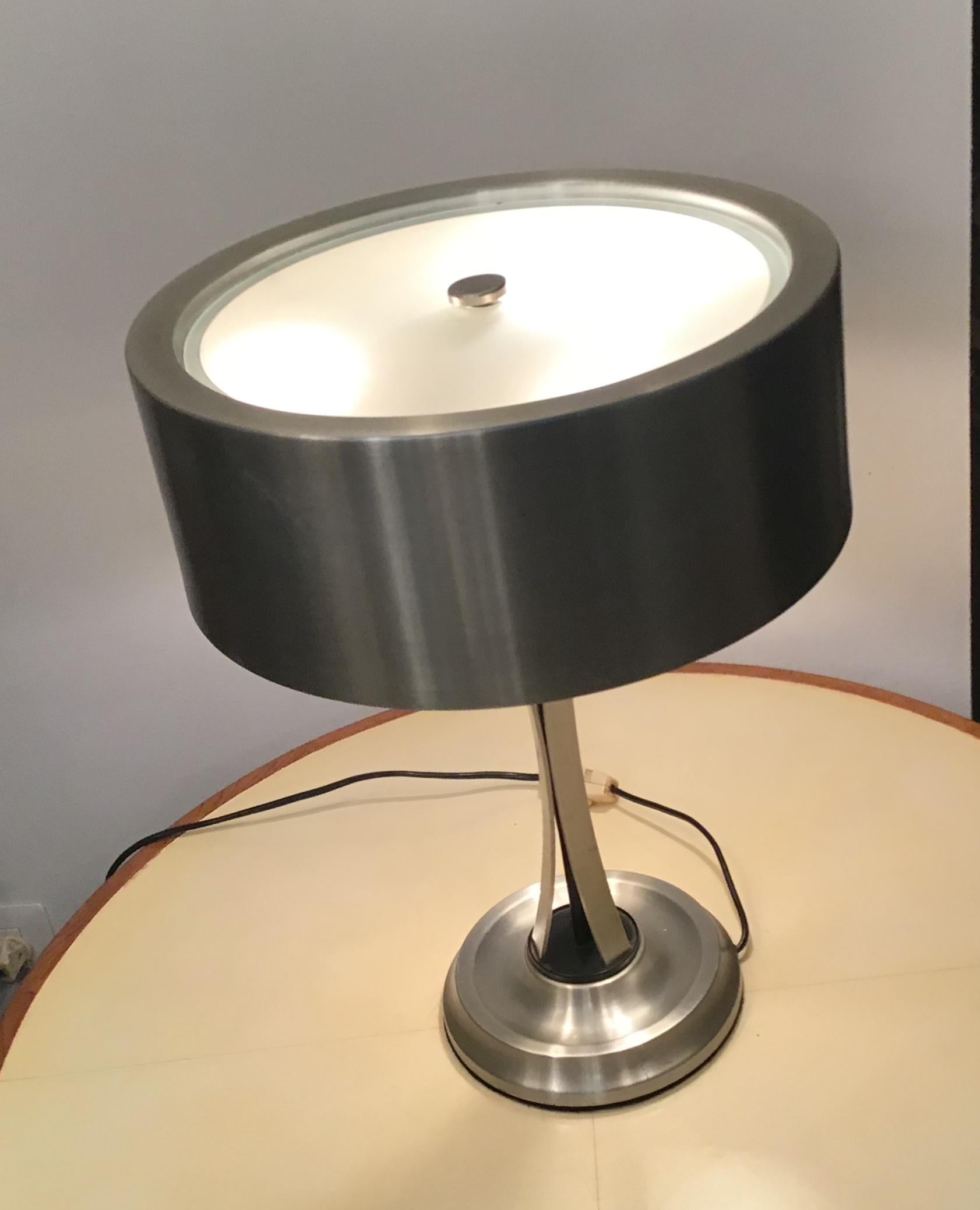 Oscar Torlasco Table Lamp Brass Chrome Metal Pivoting Paralun, 1950 4