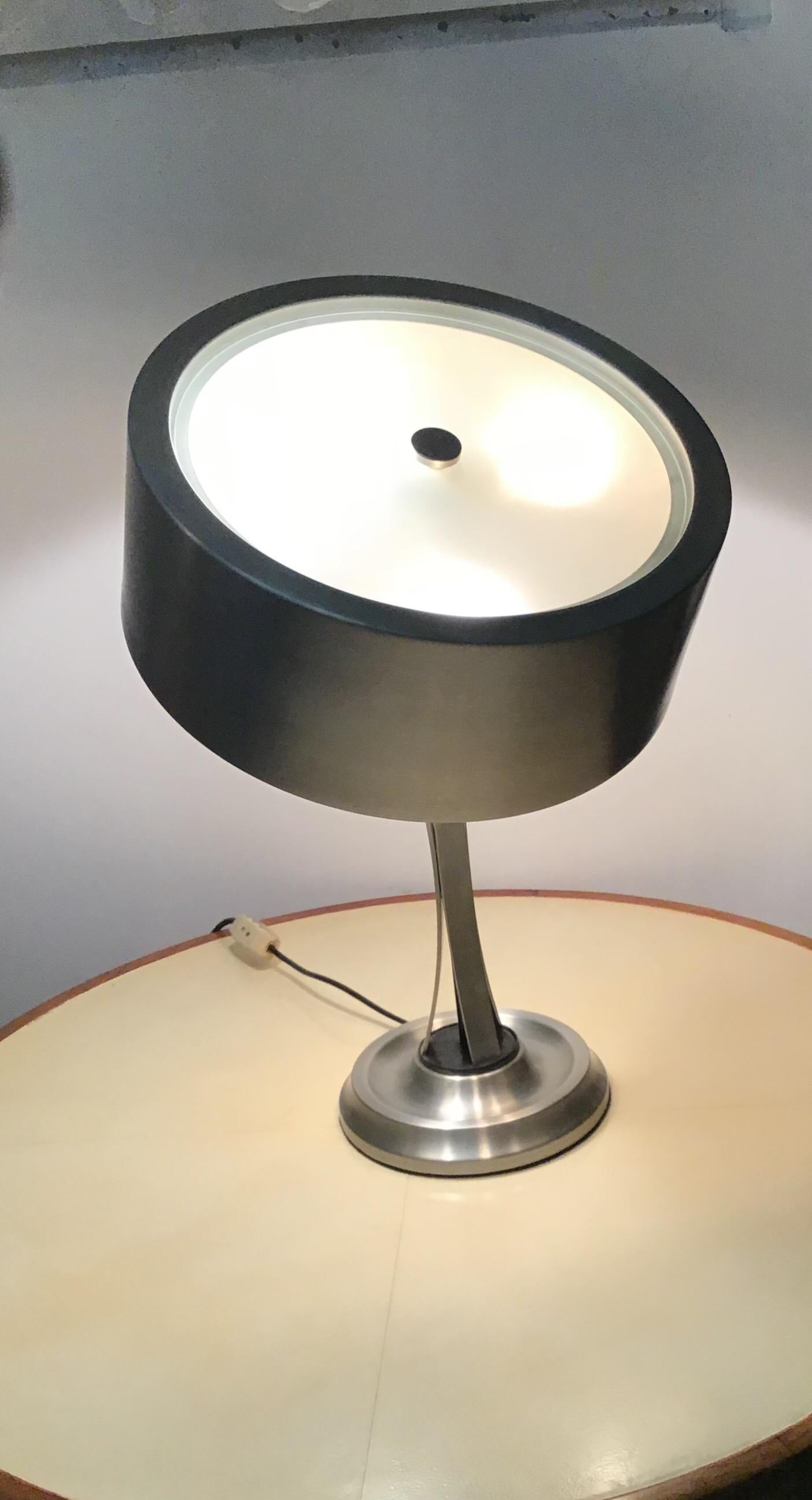 Oscar Torlasco Table Lamp Brass Chrome Metal Pivoting Paralun, 1950 6