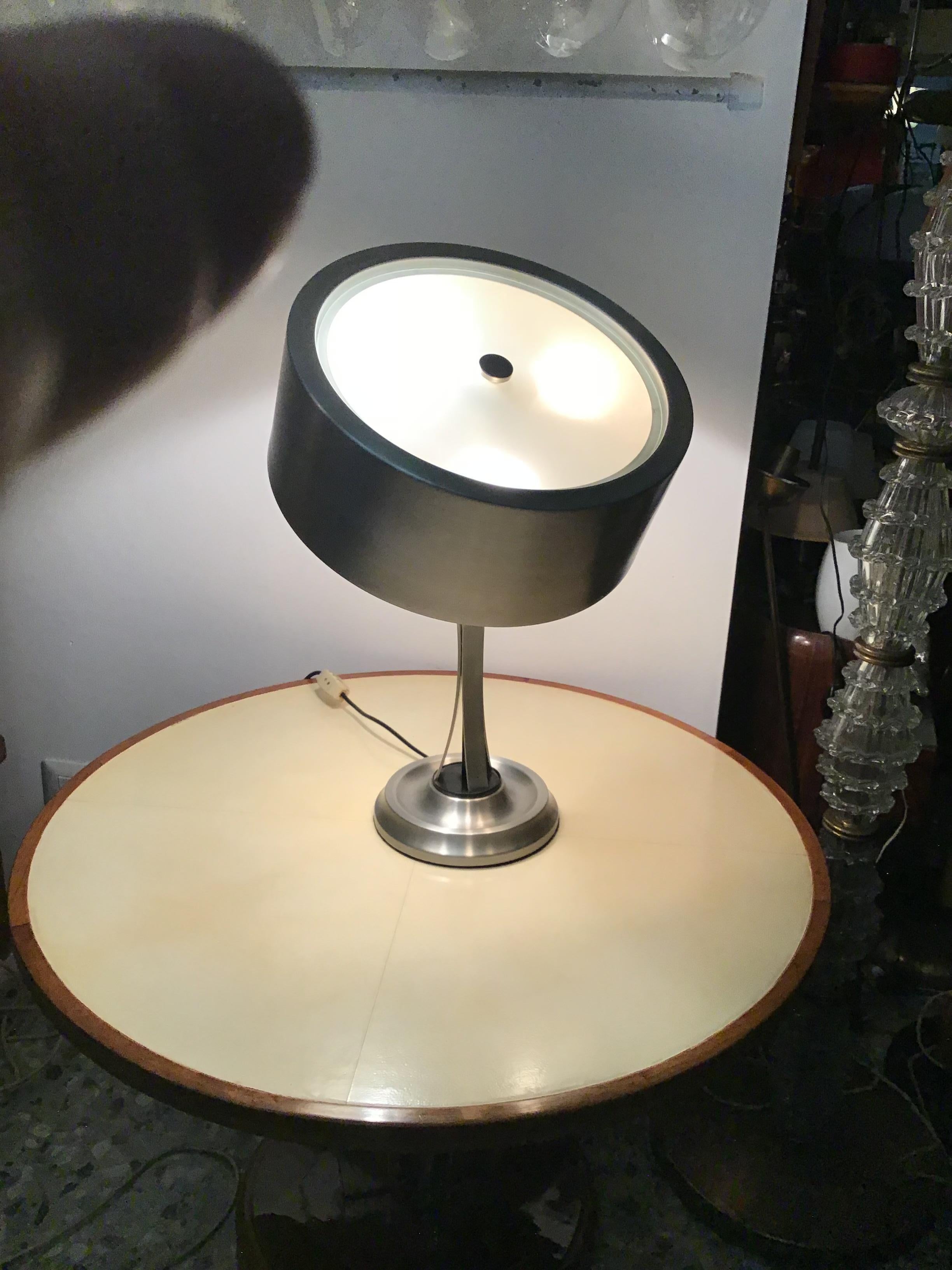 Oscar Torlasco Table Lamp Brass Chrome Metal Pivoting Paralun, 1950 7