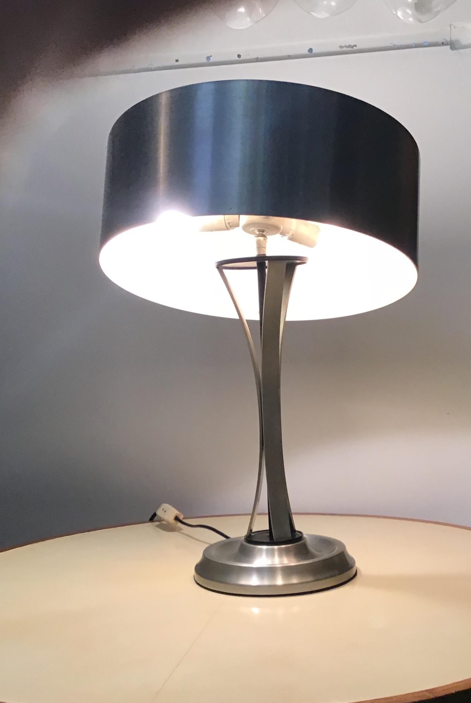 Oscar Torlasco Table Lamp Brass Chrome Metal Pivoting Paralun, 1950 8