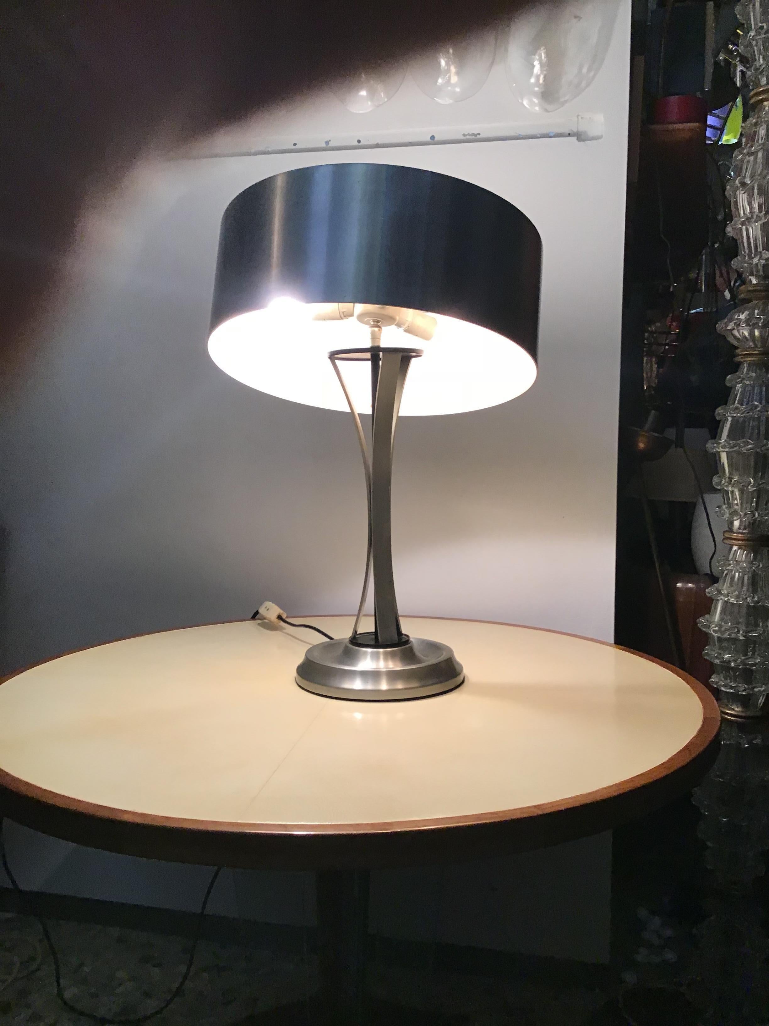 Oscar Torlasco Table Lamp Brass Chrome Metal Pivoting Paralun, 1950 9