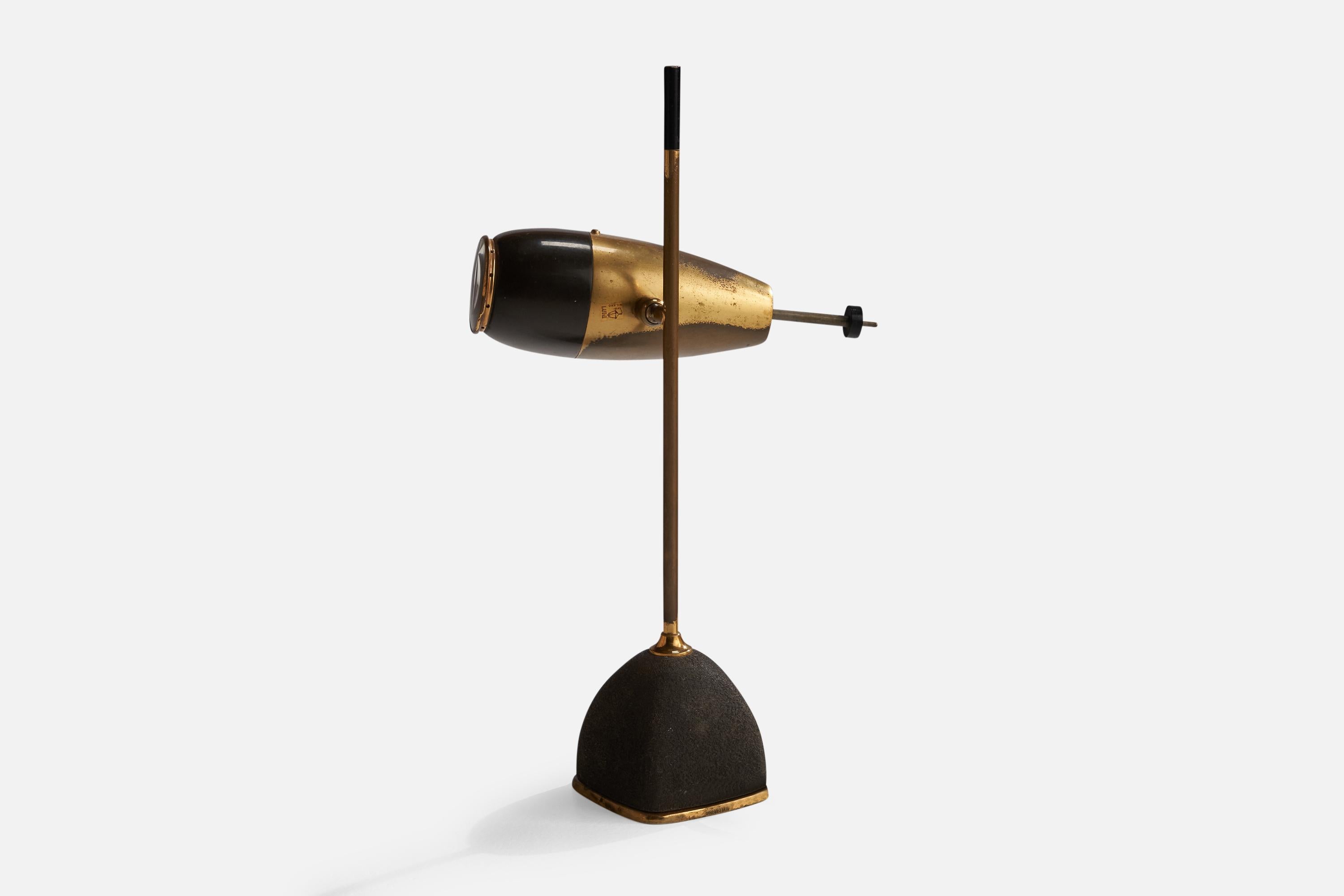 Italian Oscar Torlasco, Table Lamp, Brass, Metal, Italy, 1950s For Sale