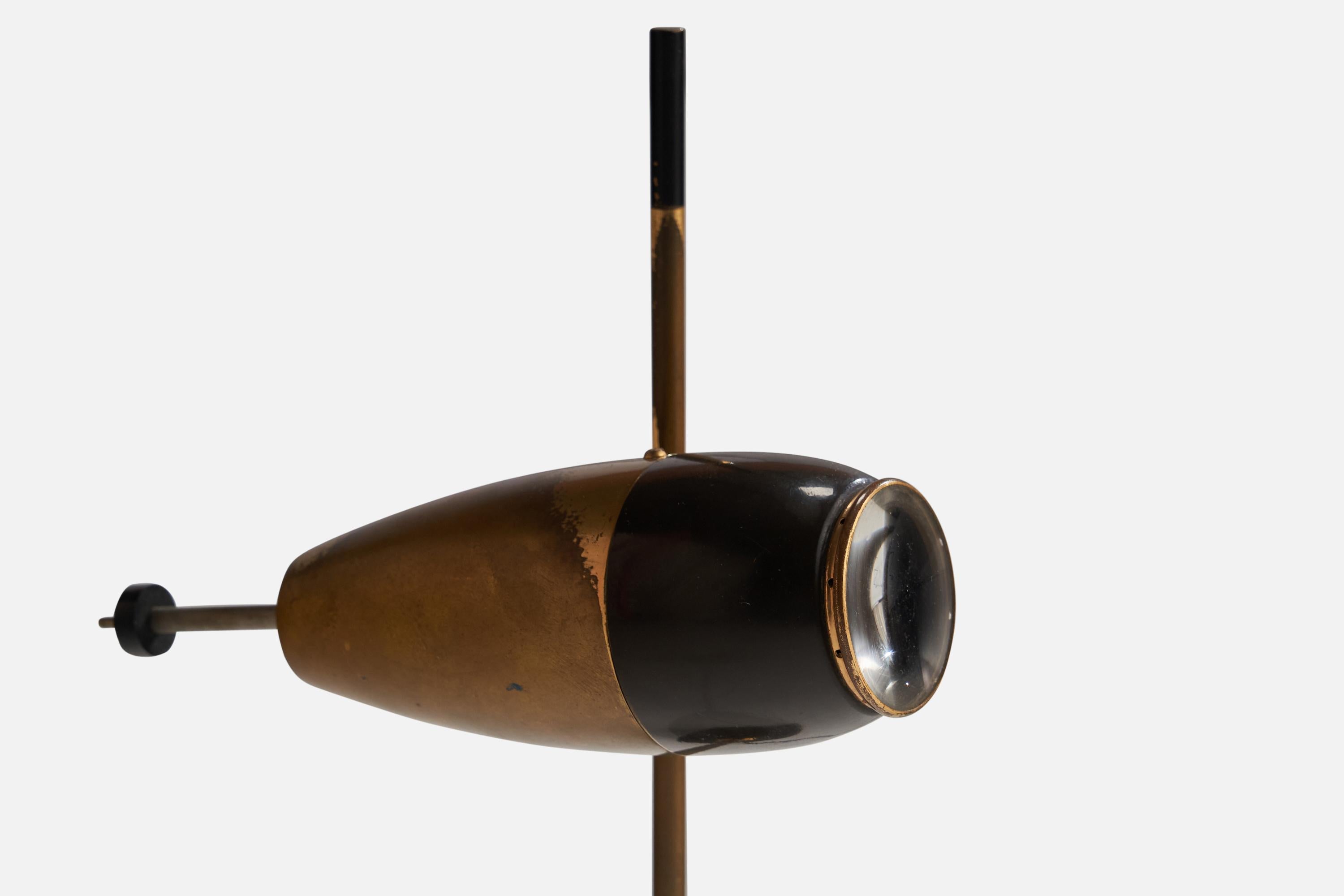 Oscar Torlasco, Table Lamp, Brass, Metal, Italy, 1950s For Sale 1