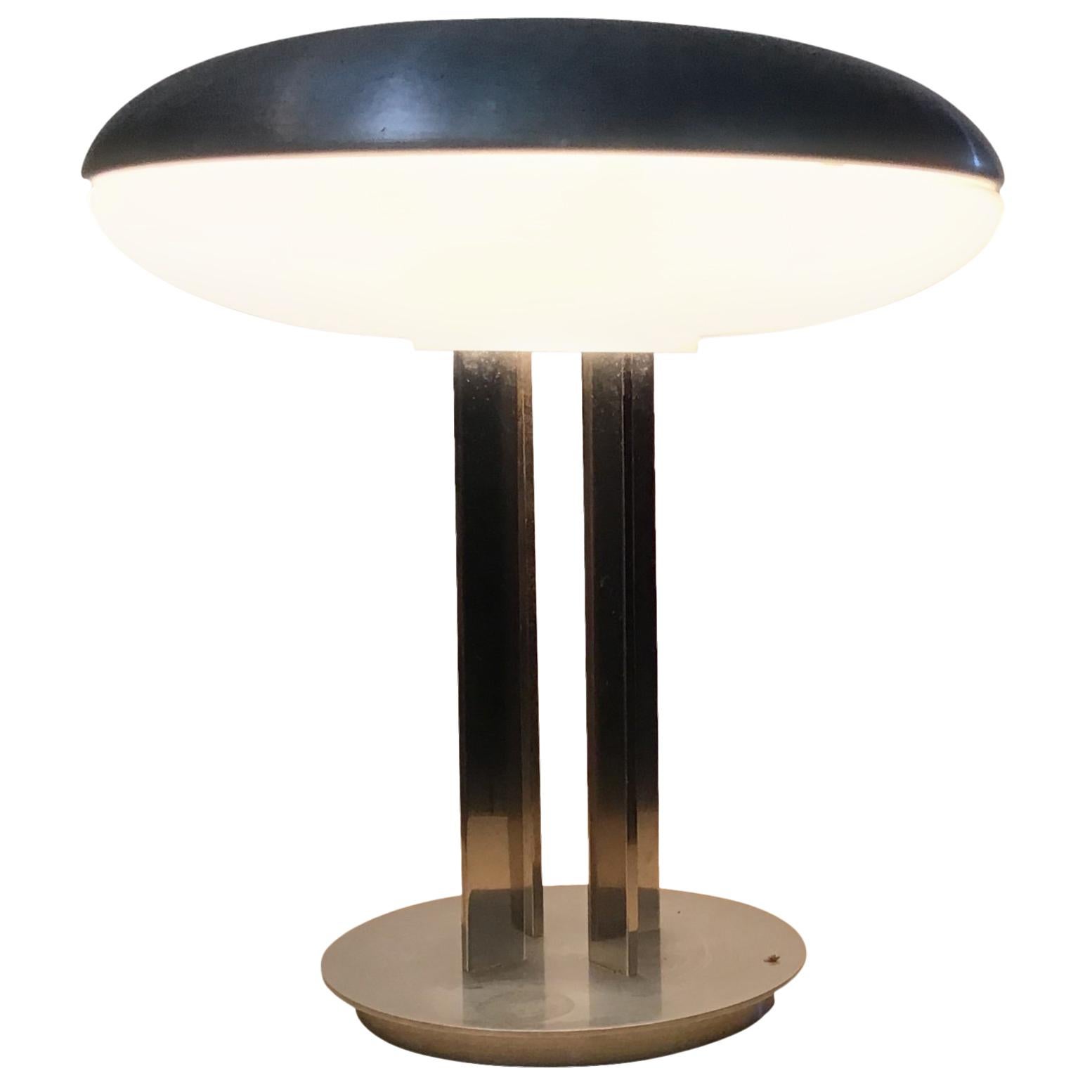 Oscar Torlasco Table Lamp Chromed Metal and Glass, 1950 For Sale