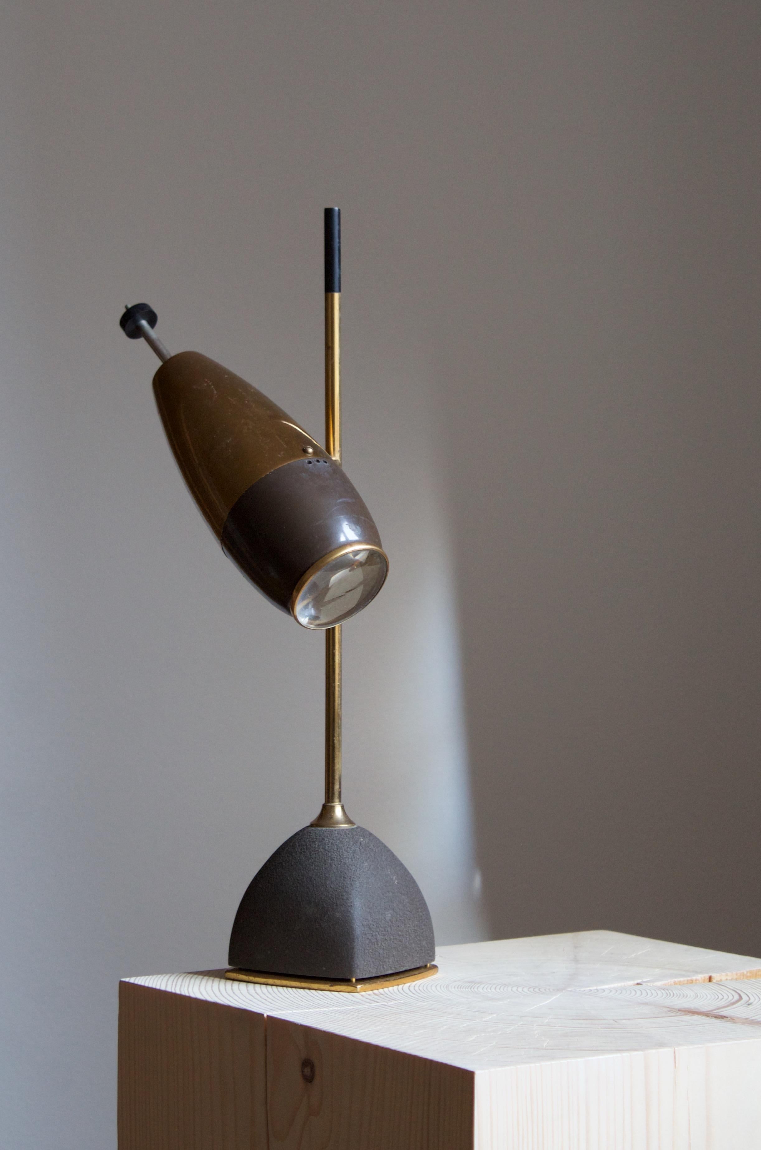 Mid-Century Modern Oscar Torlasco, Table Lamp, Lacquered Metal, Brass, Glass, Lumi, Milano, 1950s