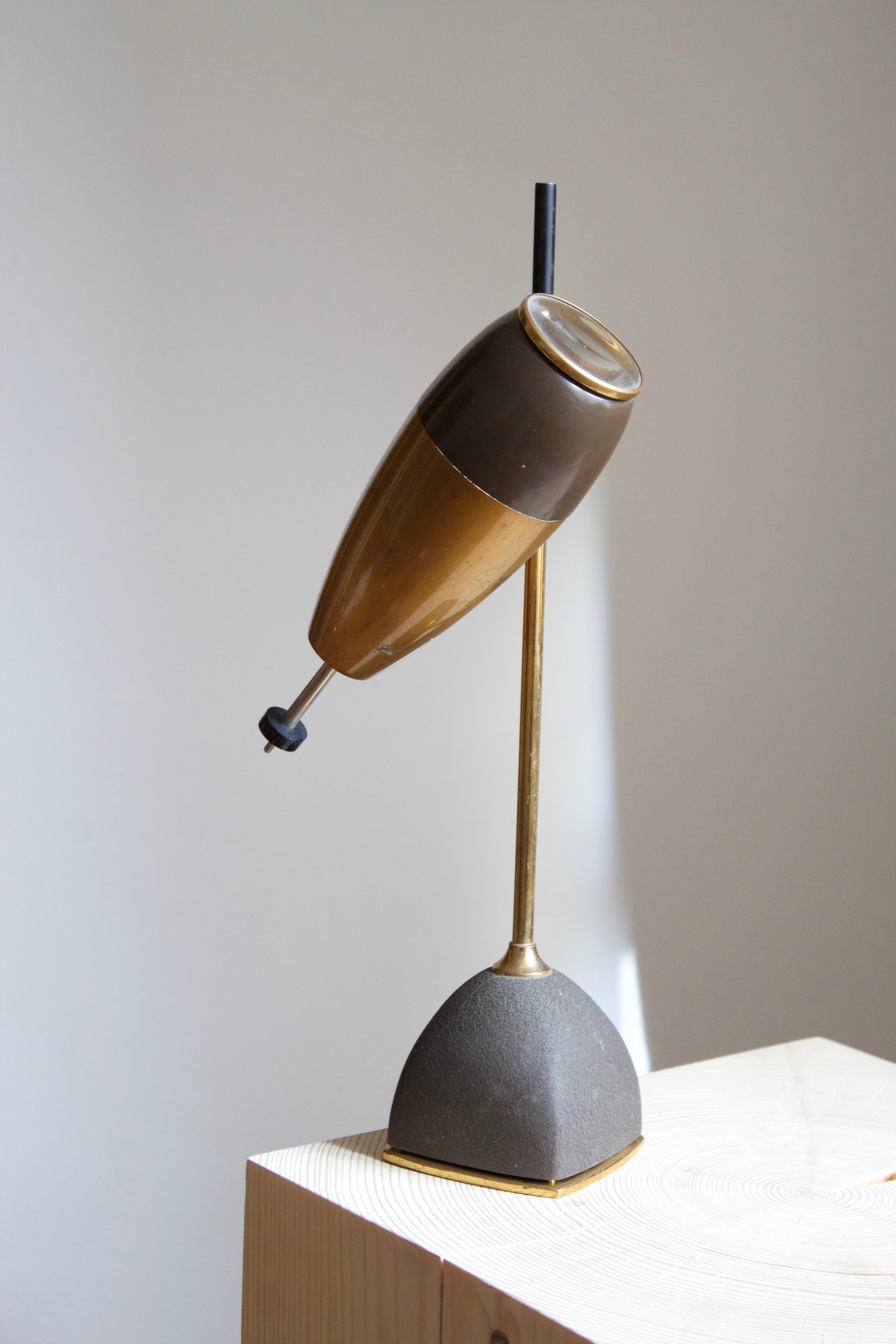 Italian Oscar Torlasco, Table Lamp, Lacquered Metal, Brass, Glass, Lumi, Milano, 1950s