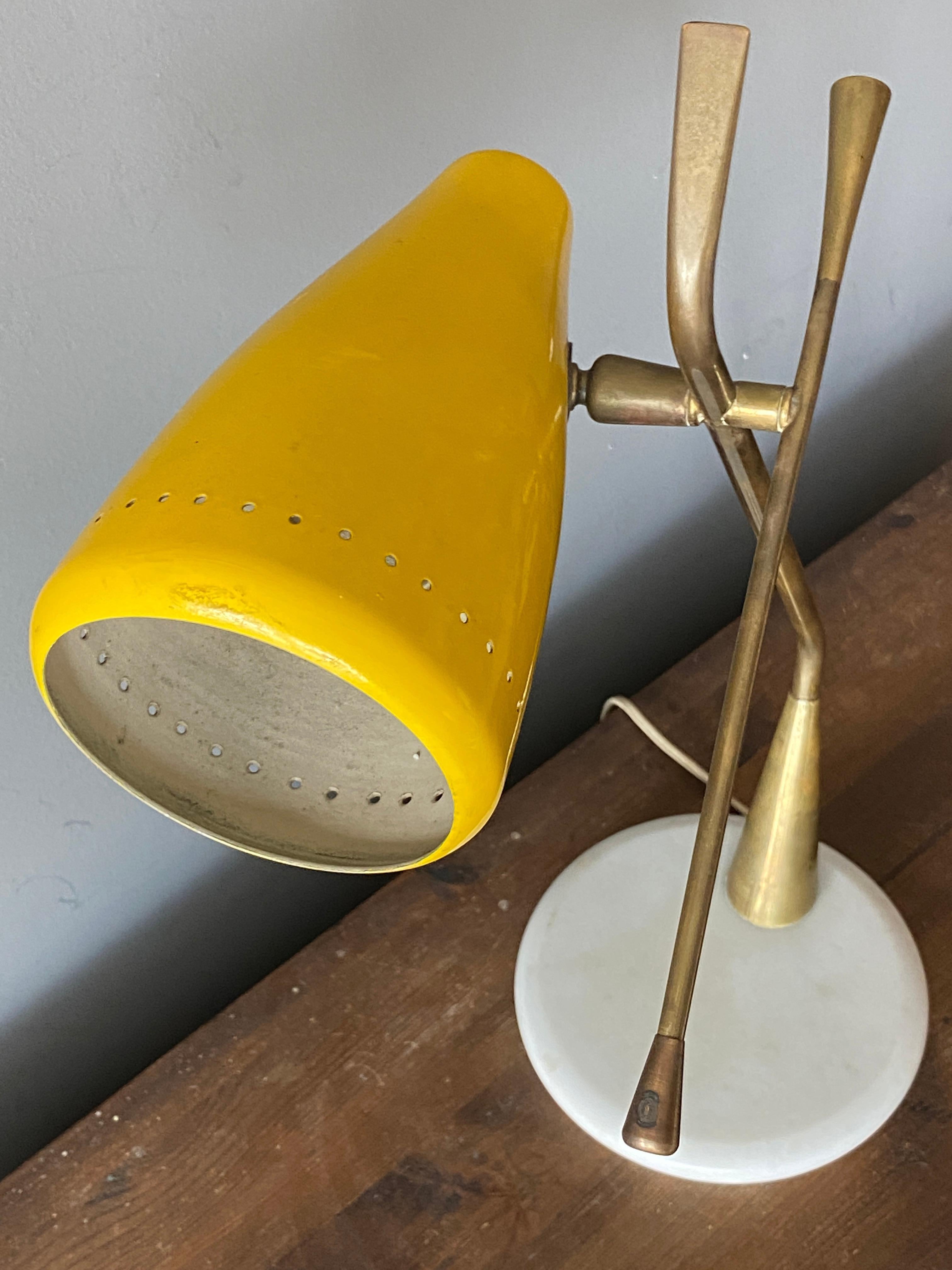 Oscar Torlasco, Table Lamp, Lacquered Metal, Brass, Marble, Lumen Milano, 1950s 2