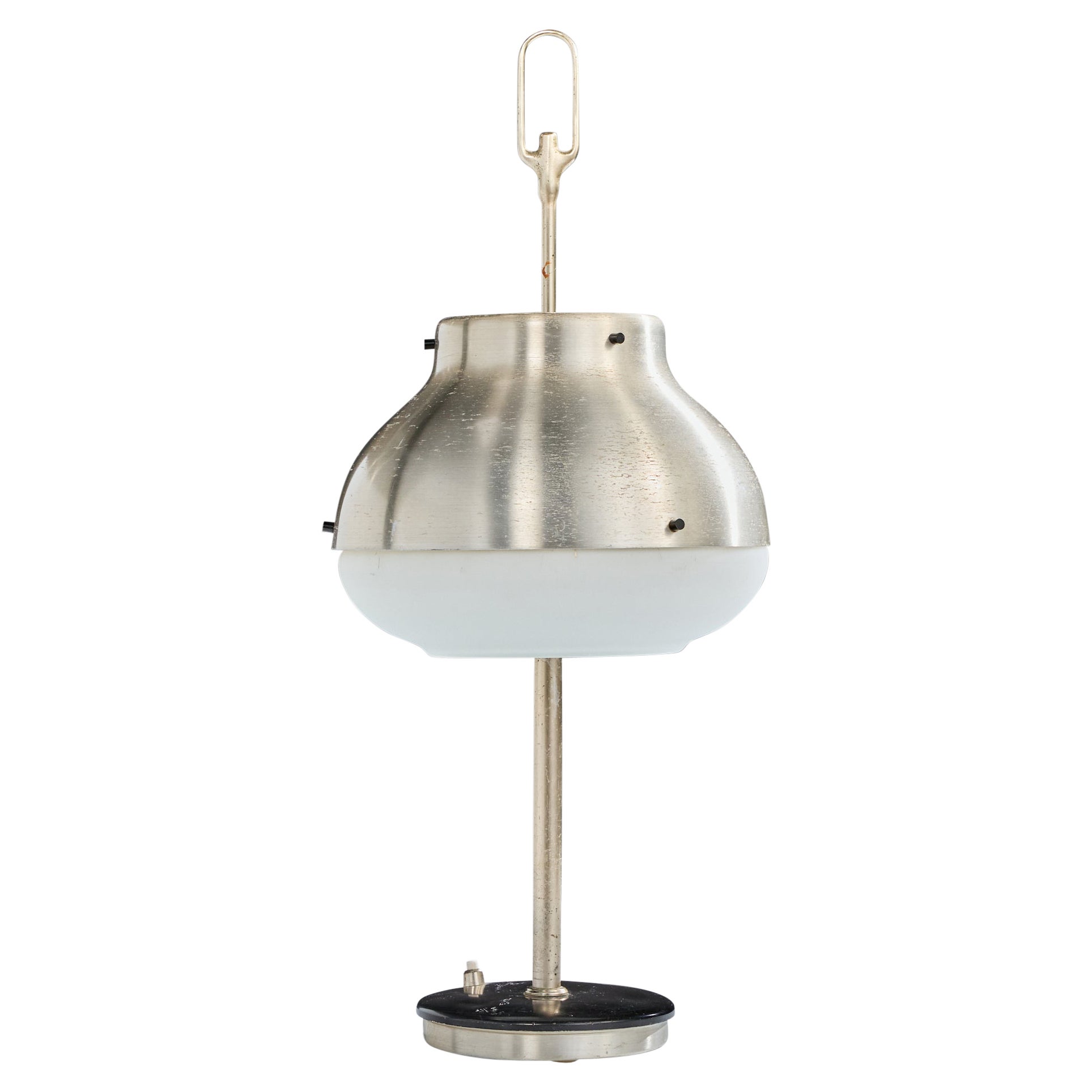 Oscar Torlasco, Table Lamp, Metal, Aluminum, Glass, Italy, 1960s