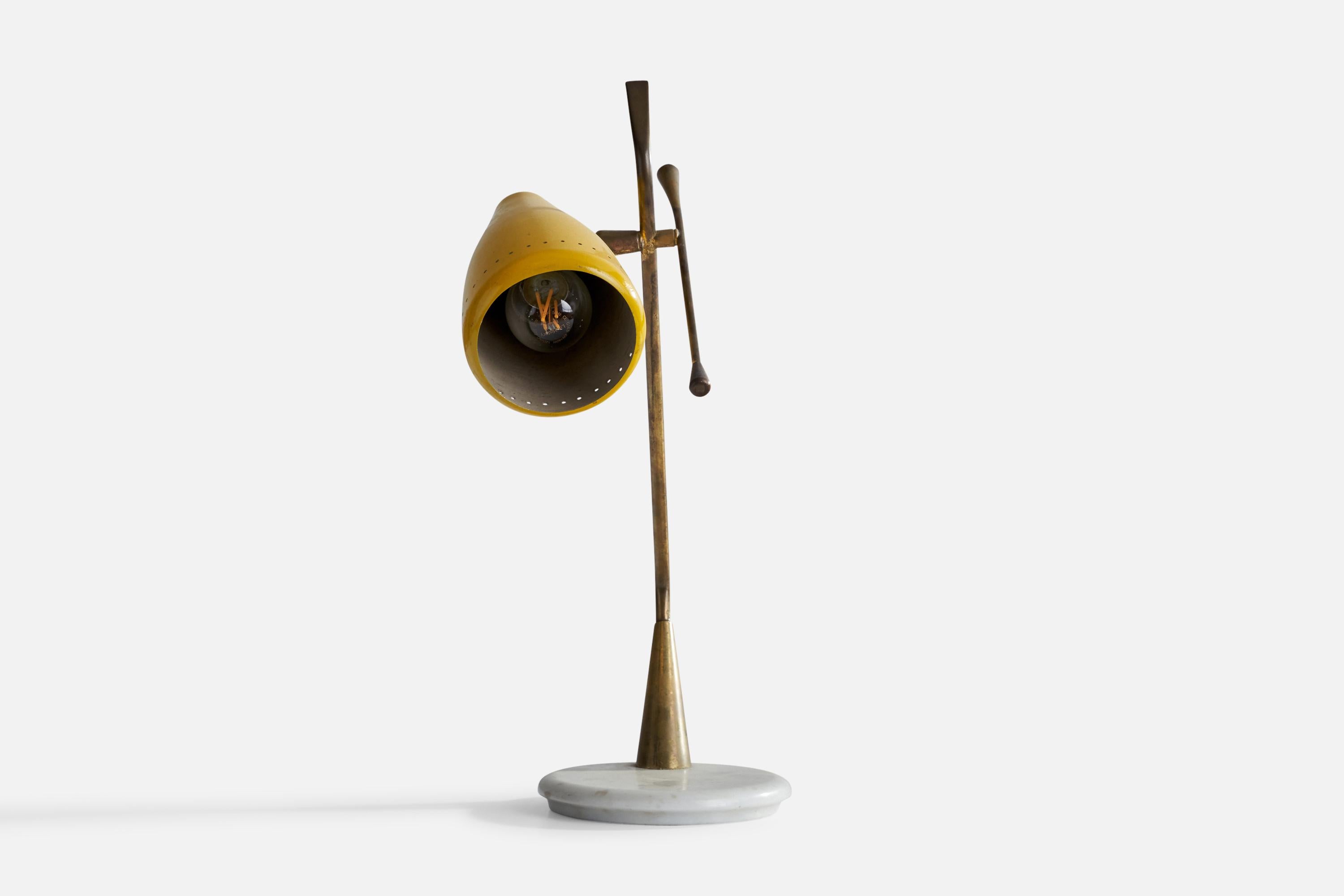 Mid-Century Modern Oscar Torlasco, Table Lamp, Metal, Brass, Marble, Italy, 1950s For Sale