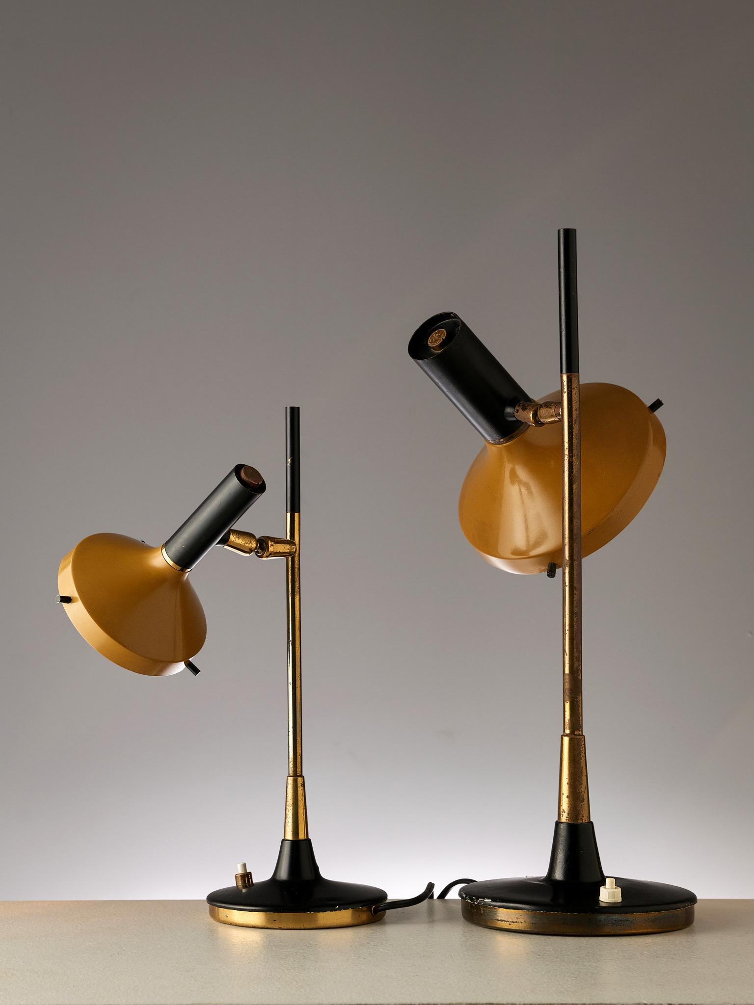 Italian Oscar Torlasco Two 'Lens' Table Lamps