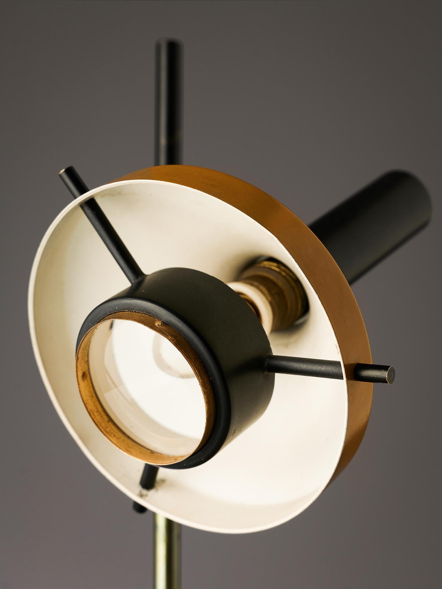 Metal Oscar Torlasco Two 'Lens' Table Lamps