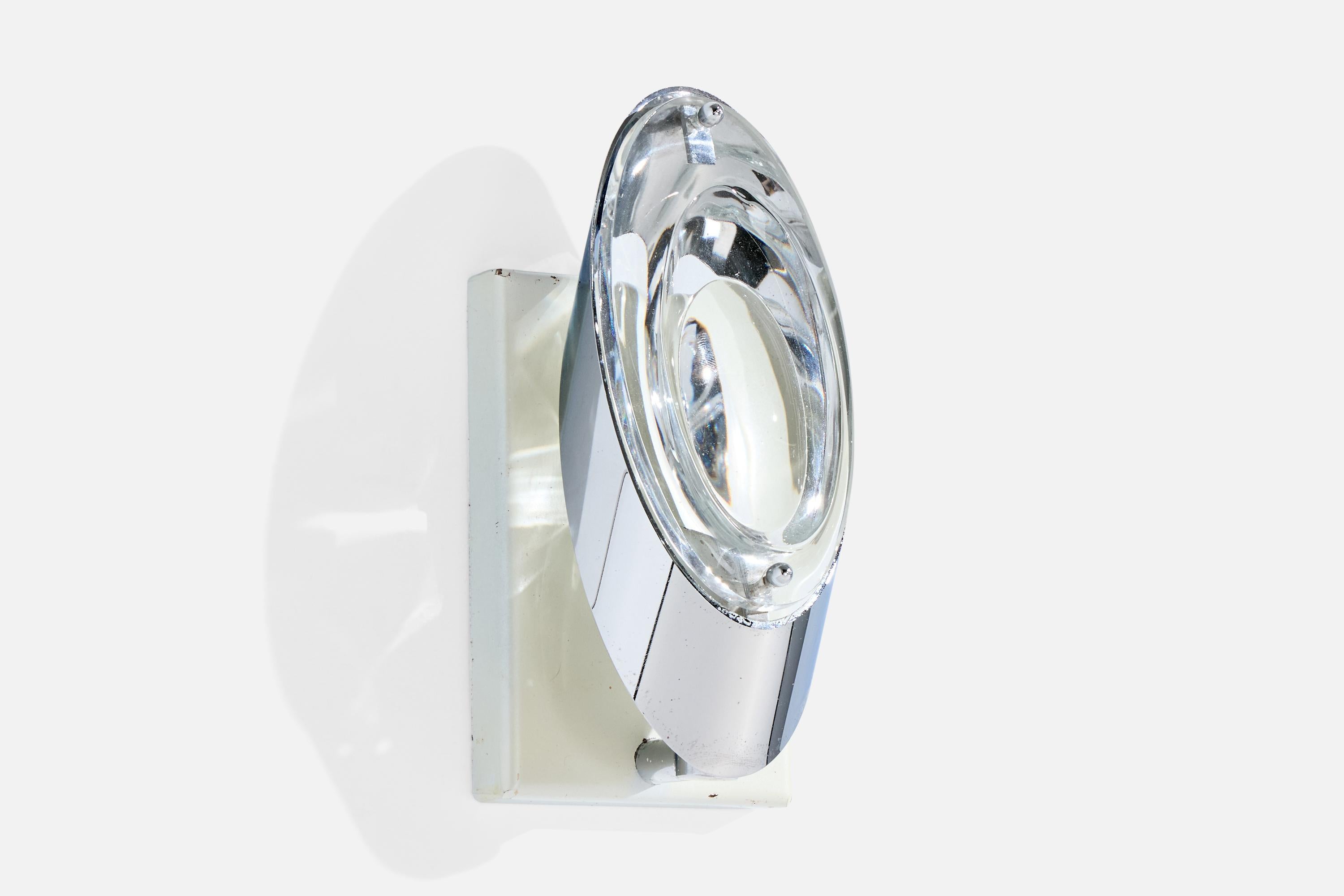 Oscar Torlasco, Wall Lights, Metal, Glass, Stilkronen, Italy, 1960s (Italienisch) im Angebot