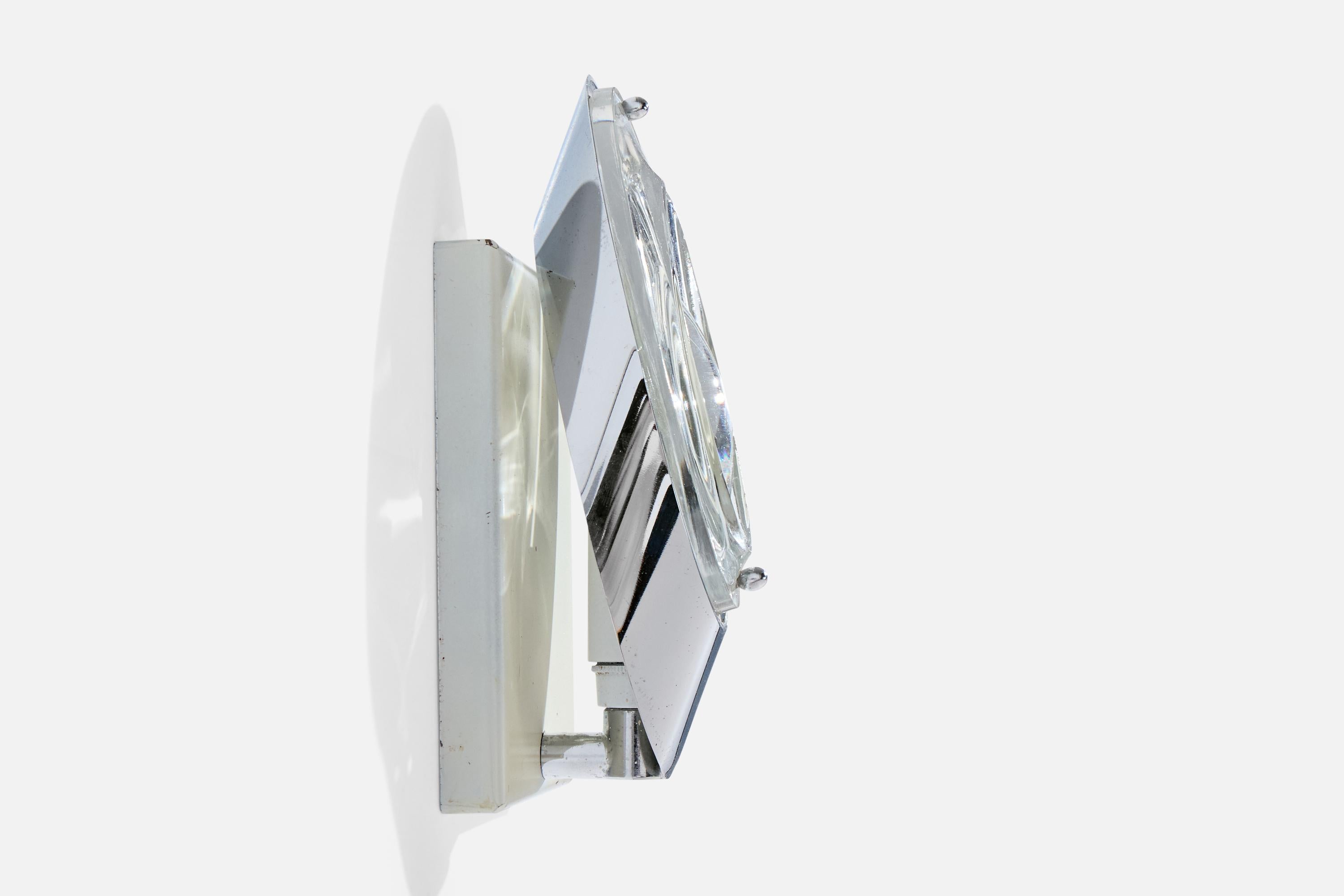 Oscar Torlasco, Wall Lights, Metal, Glass, Stilkronen, Italy, 1960s (Mitte des 20. Jahrhunderts) im Angebot