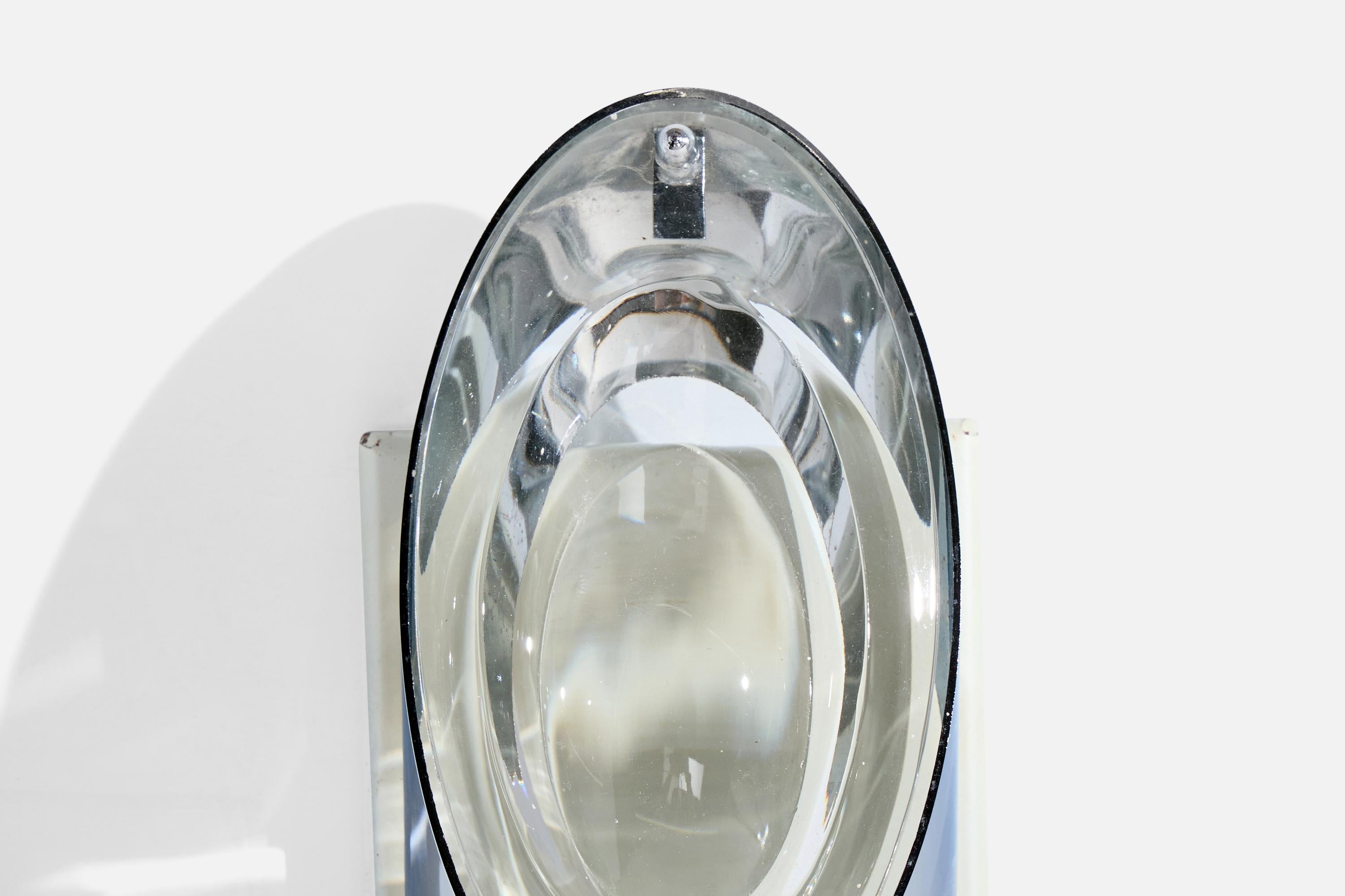 Oscar Torlasco, Wall Lights, Metal, Glass, Stilkronen, Italy, 1960s (Metall) im Angebot
