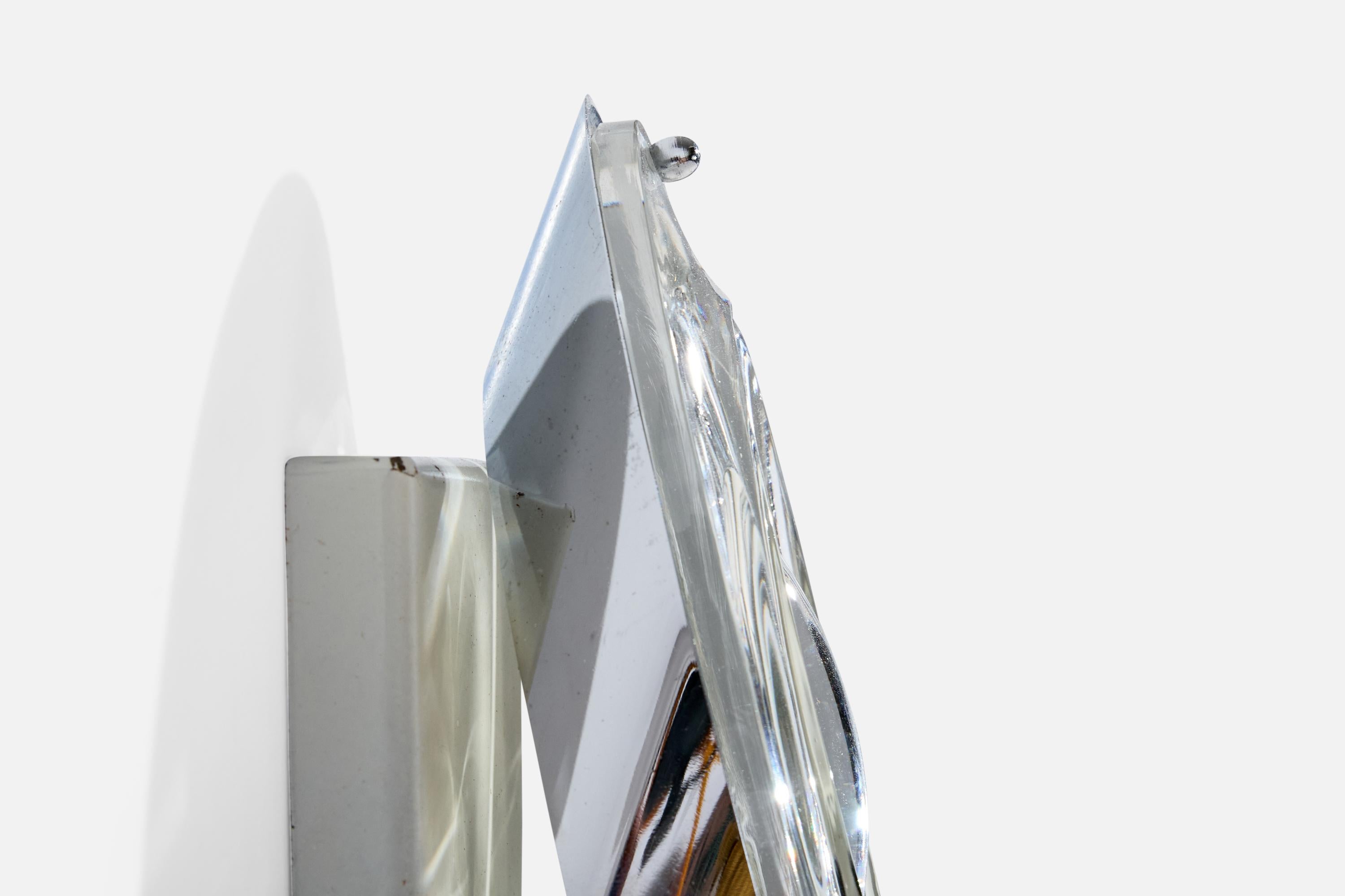 Oscar Torlasco, Wall Lights, Metal, Glass, Stilkronen, Italy, 1960s im Angebot 1