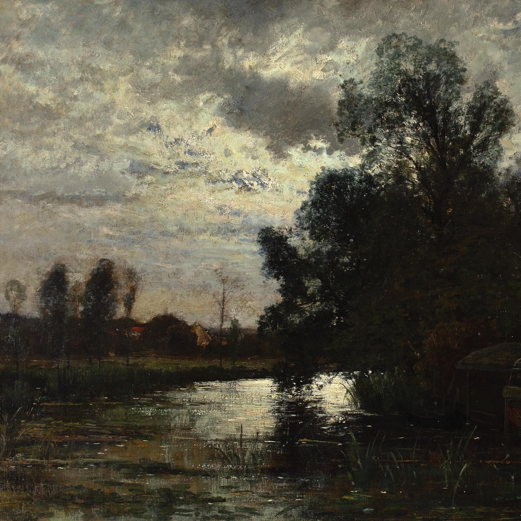 Oscar Torna, Paisaje fluvial, Grez-Sur-Loing, Nocturno en venta 6