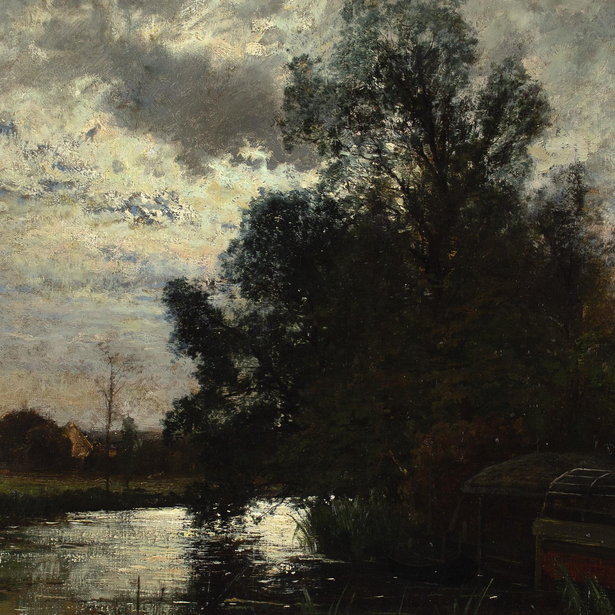Oscar Torna, Paisaje fluvial, Grez-Sur-Loing, Nocturno en venta 7