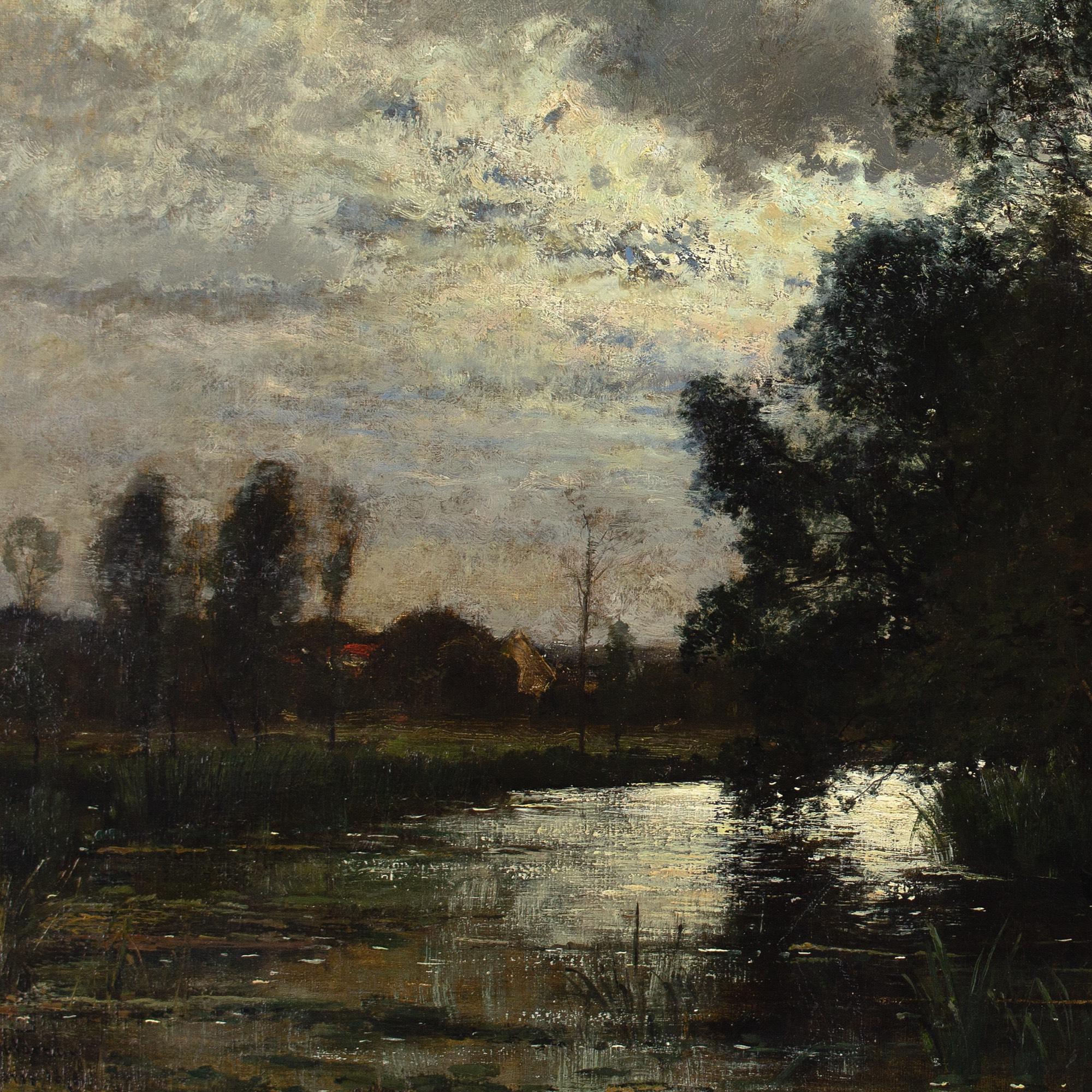 Oscar Torna, Paisaje fluvial, Grez-Sur-Loing, Nocturno en venta 8