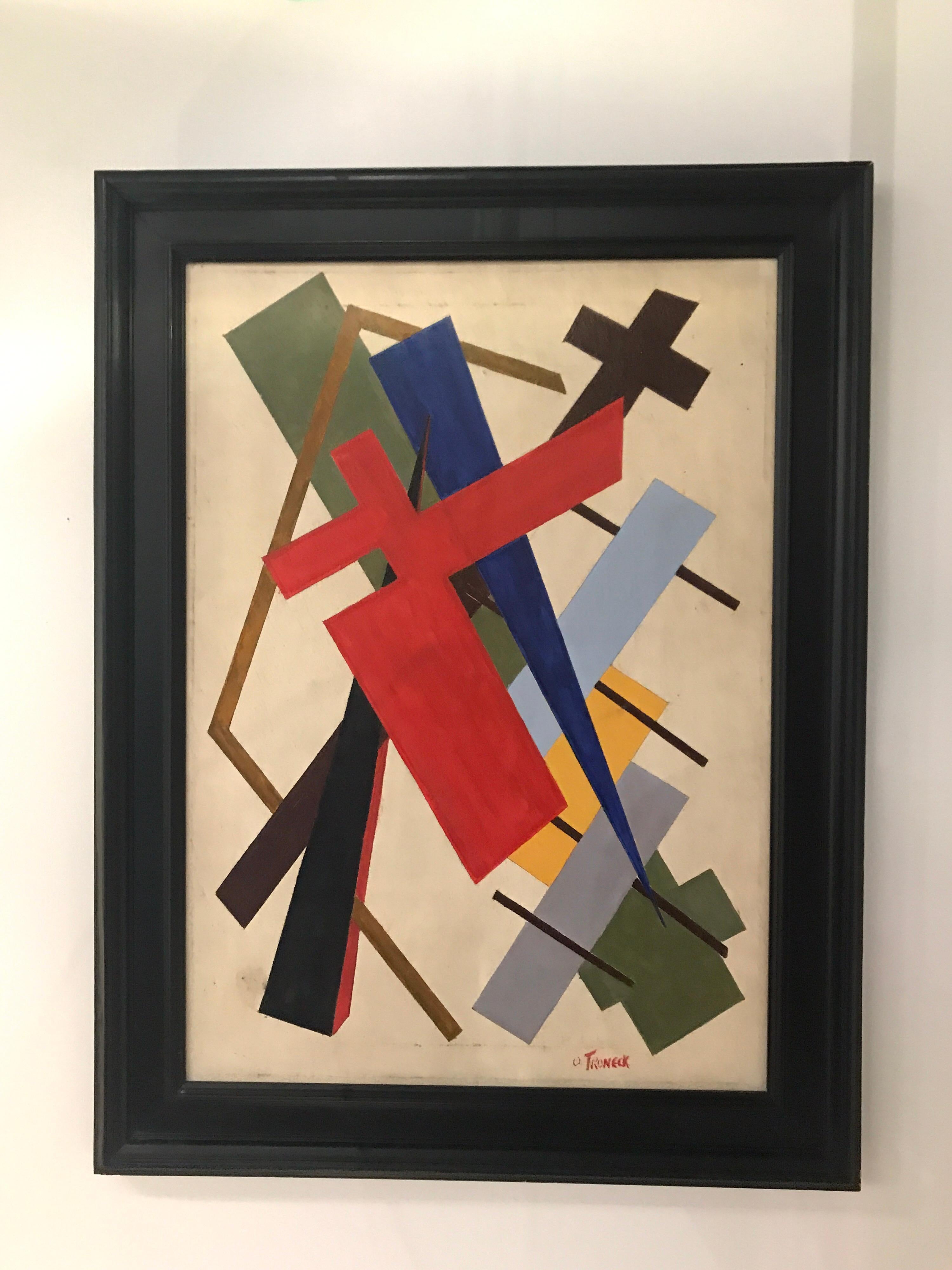 Oscar Troneck Constructivism Painting In Good Condition In Saint-Ouen, FR