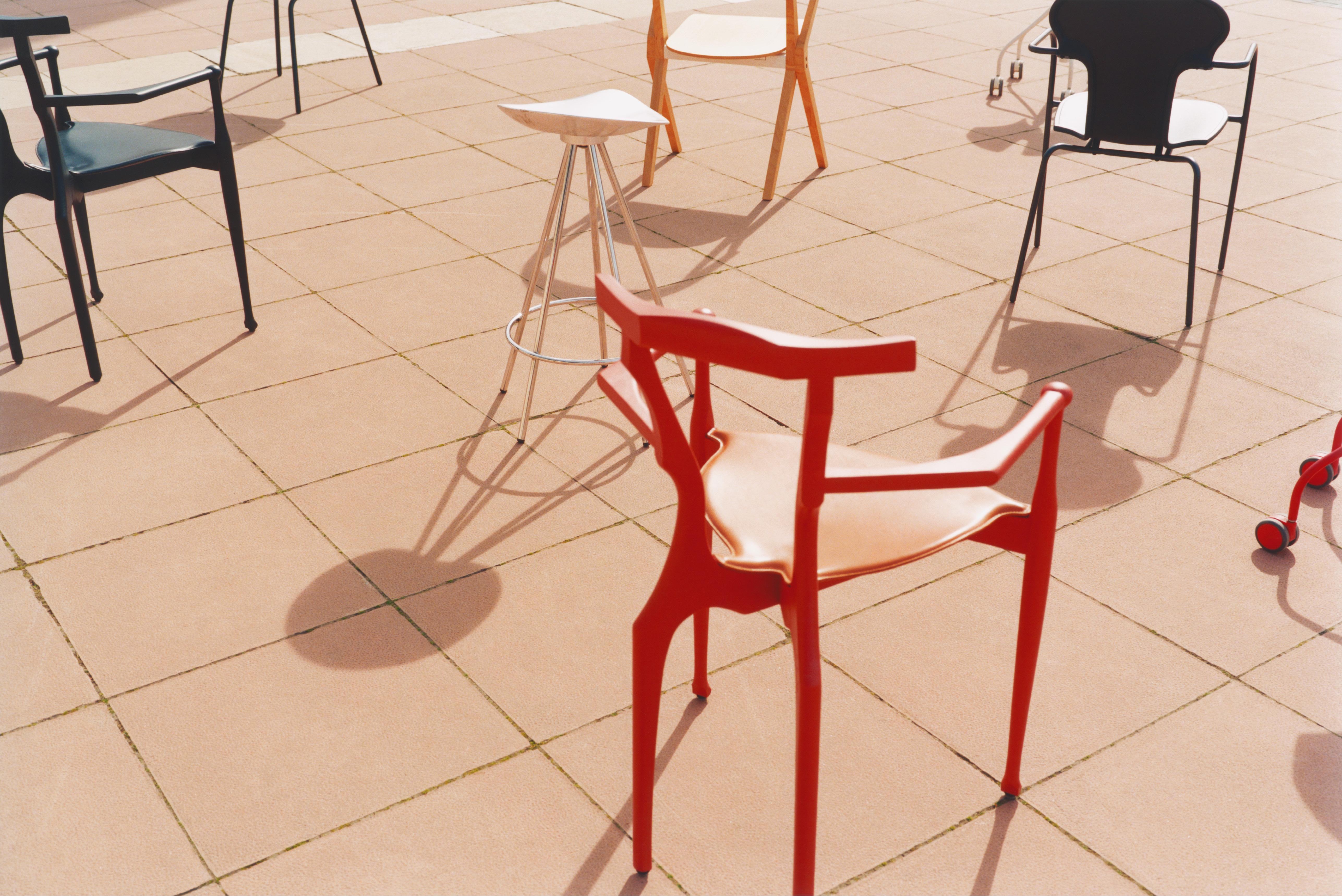 Hide Oscar Tusquets, Gaulinetta Chair, Red, Lacquered, Ash Wood, Contemporary For Sale