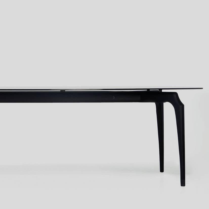 Spanish Oscar Tusquets Large Table 'Gaulino' Wood / Grey Glass by BD Barcelona