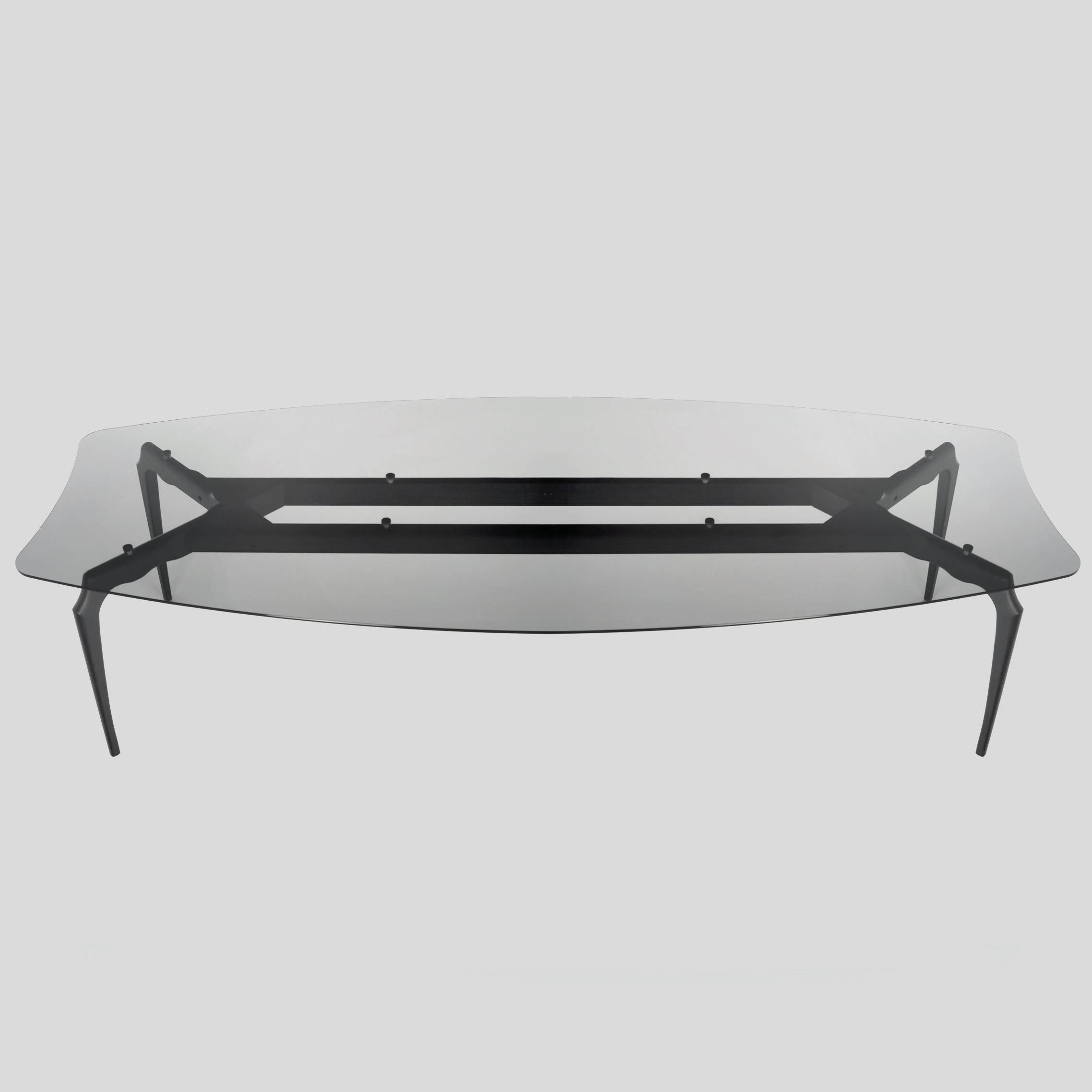 Oscar Tusquets Large Table 'Gaulino' Wood / Grey Glass by BD Barcelona 2