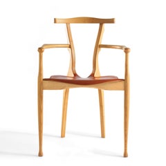 Oscar Tusquets Mid-Century Modern Leather Wood Gaulino Chair