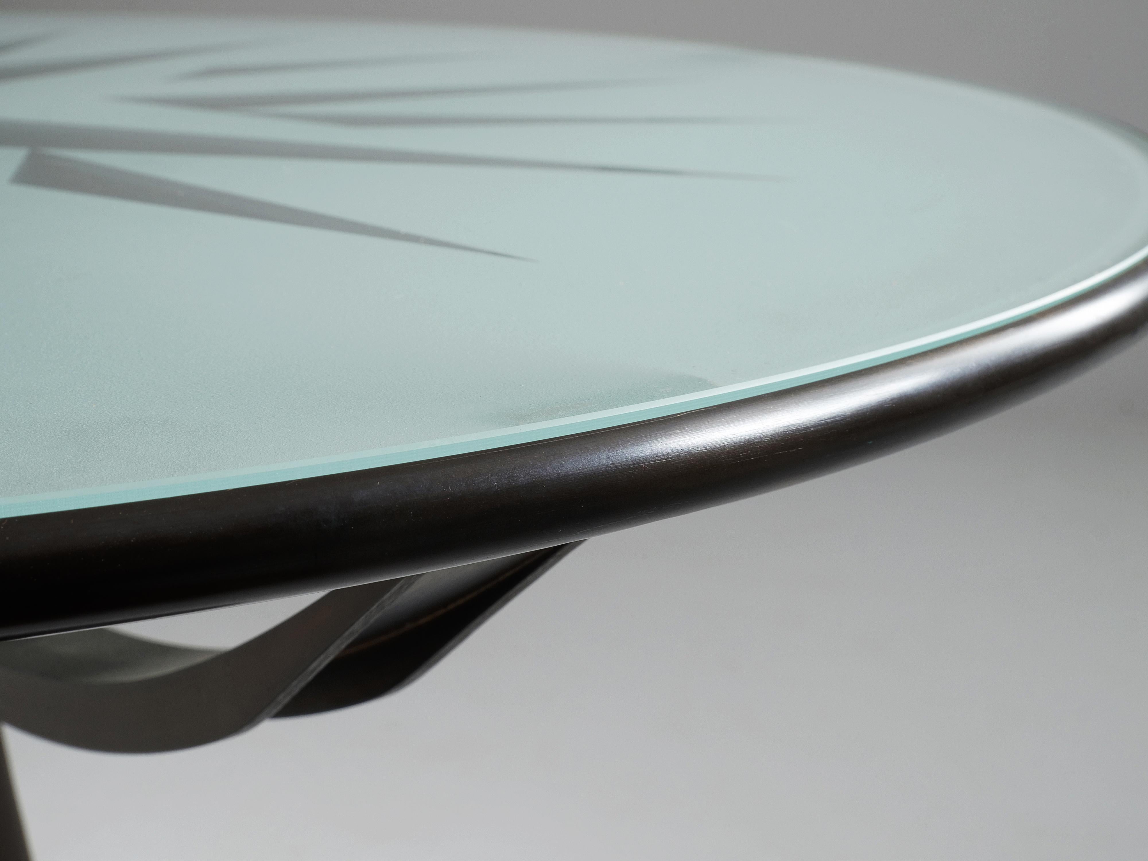 Spanish Oscar Tusquets Side Table ‘Astrolabio’ with Decorative Glass