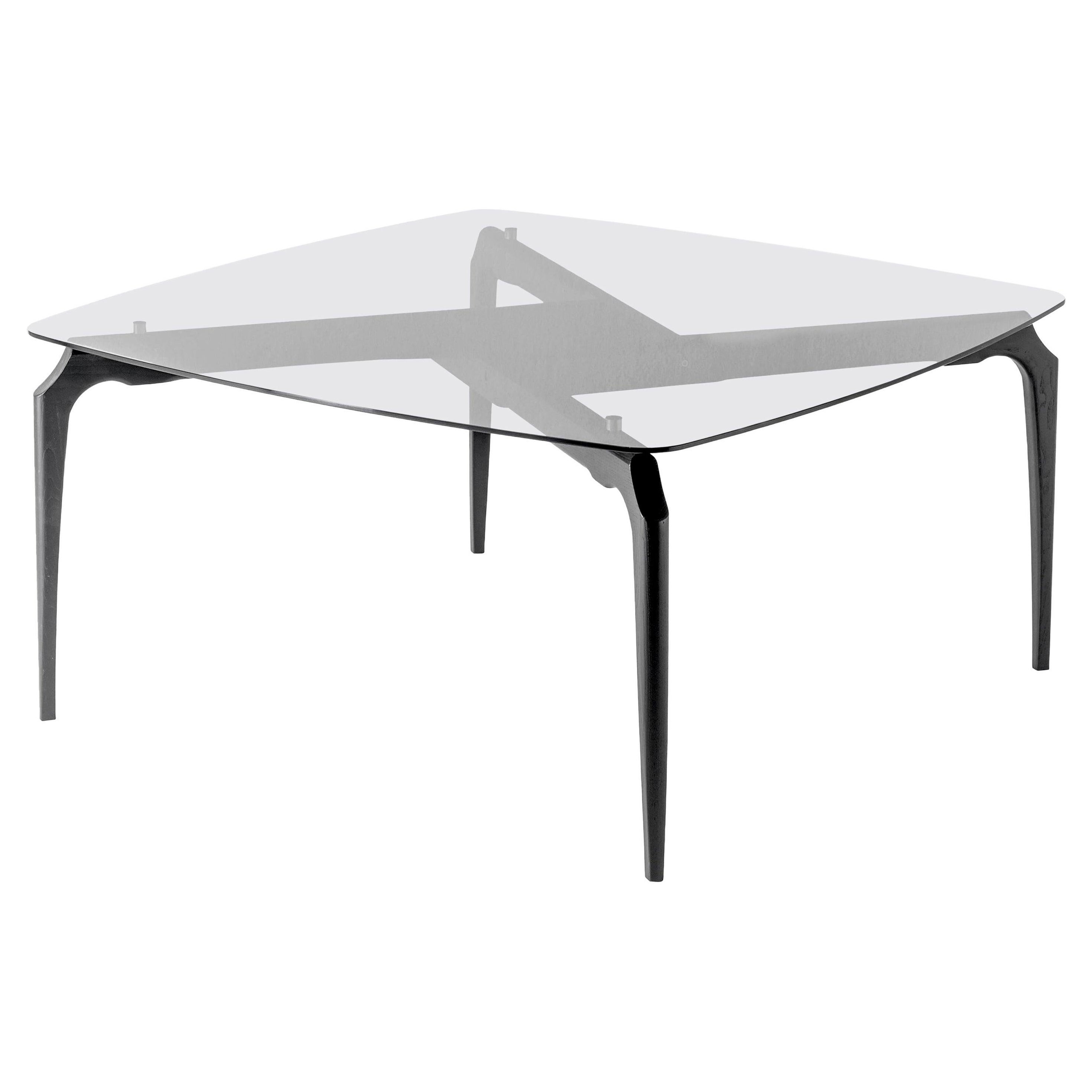 Oscar Tusquets Table 'Gaulino' Black Ashwood / Glass by BD Barcelona For Sale