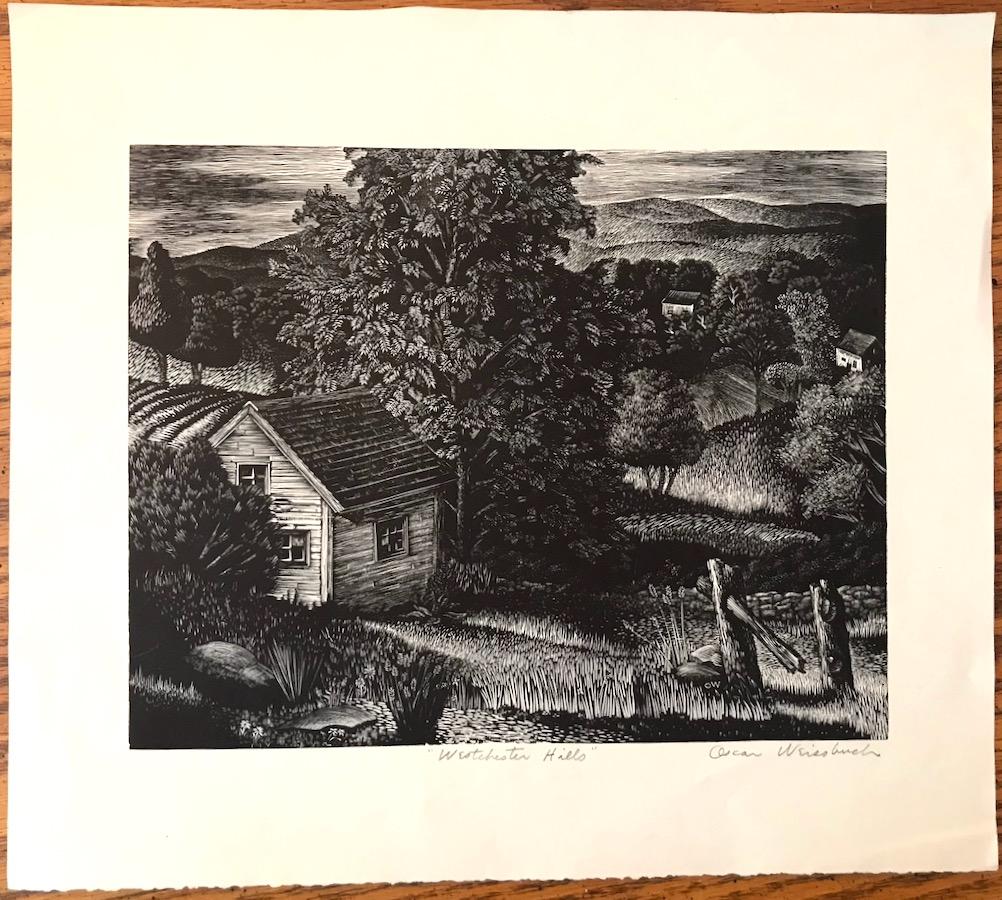 Oscar Weissbuch, Westchester Hills (NY), New Deal, gravure sur bois de l'époque WPA en vente 2