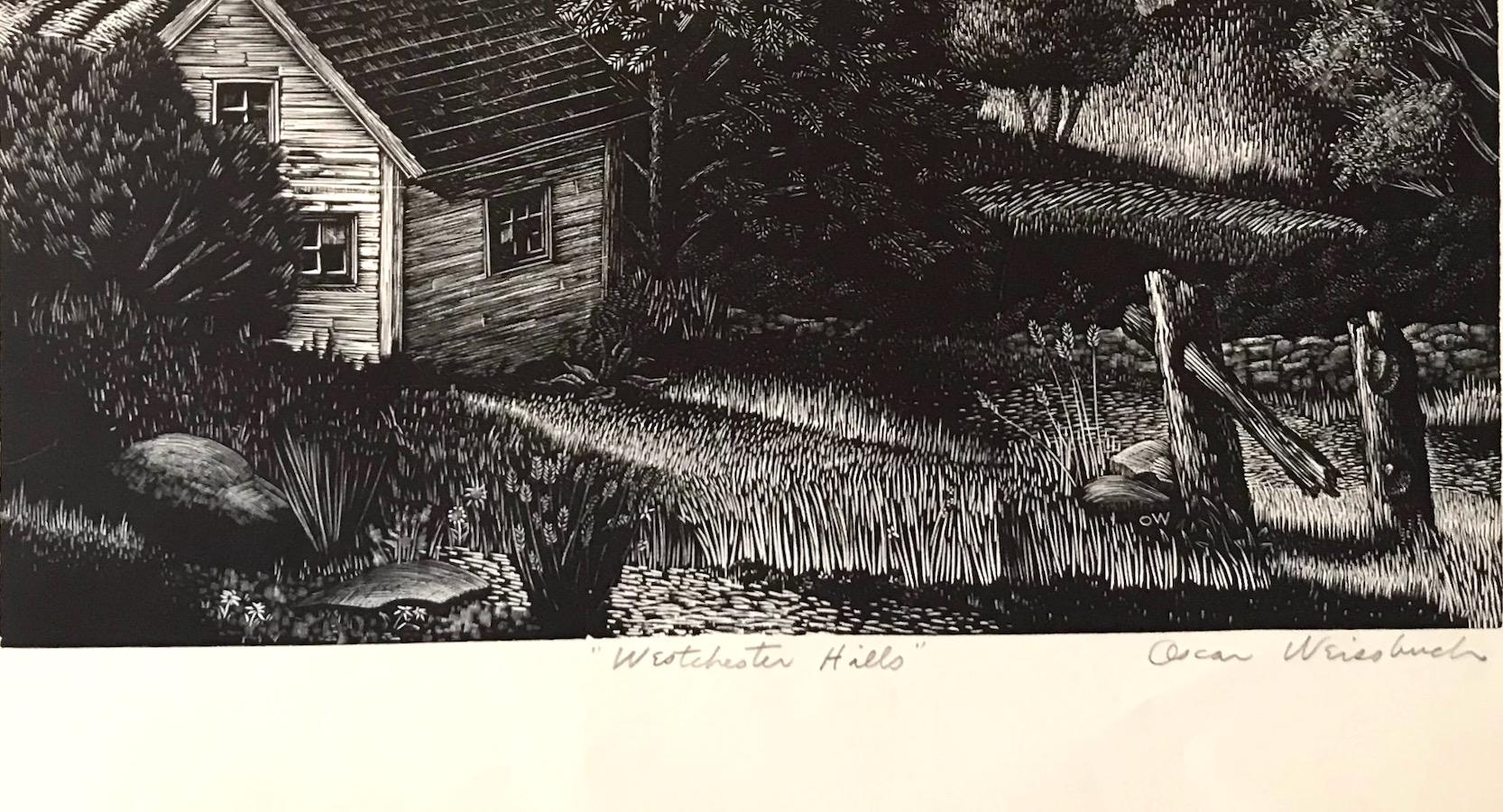 Oscar Weissbuch, Westchester Hills (NY), New Deal, gravure sur bois de l'époque WPA en vente 3