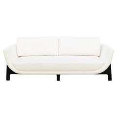 Oscar Wood 3-seater Sofa, upholstered Pierre Frey & Satin Mahogany Wood feet