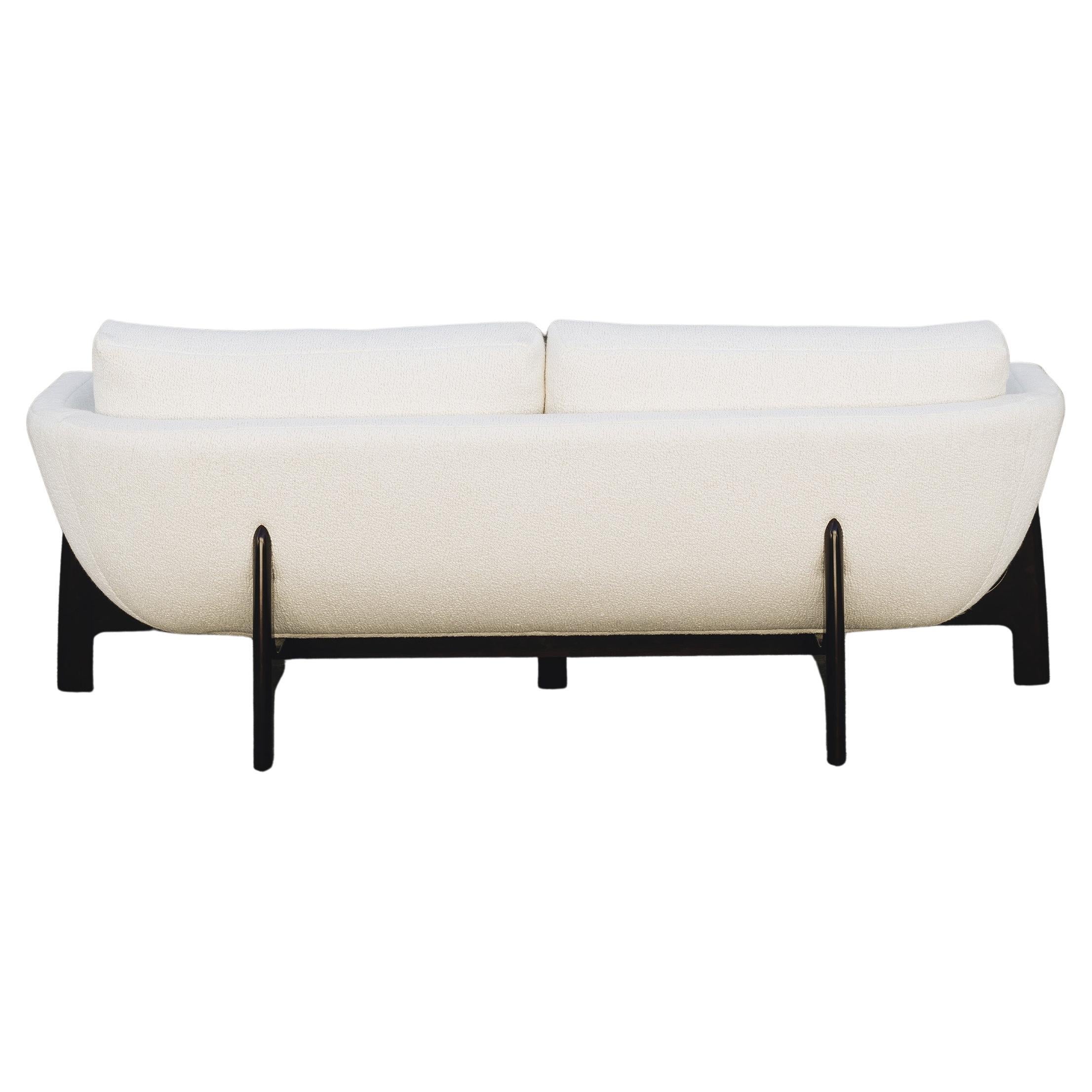 Oscar Wood Sofa, in Satin Mahogany Wood, Handcrafted in Portugal by Duistt For Sale