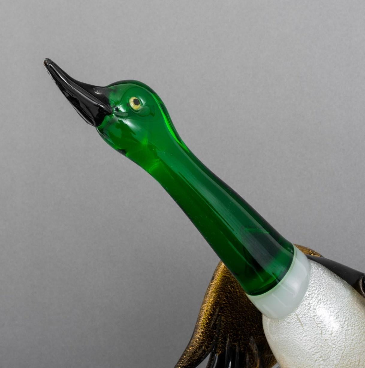 20th Century Oscar Zanetti Murano Glass Mallard Duck Sculpture