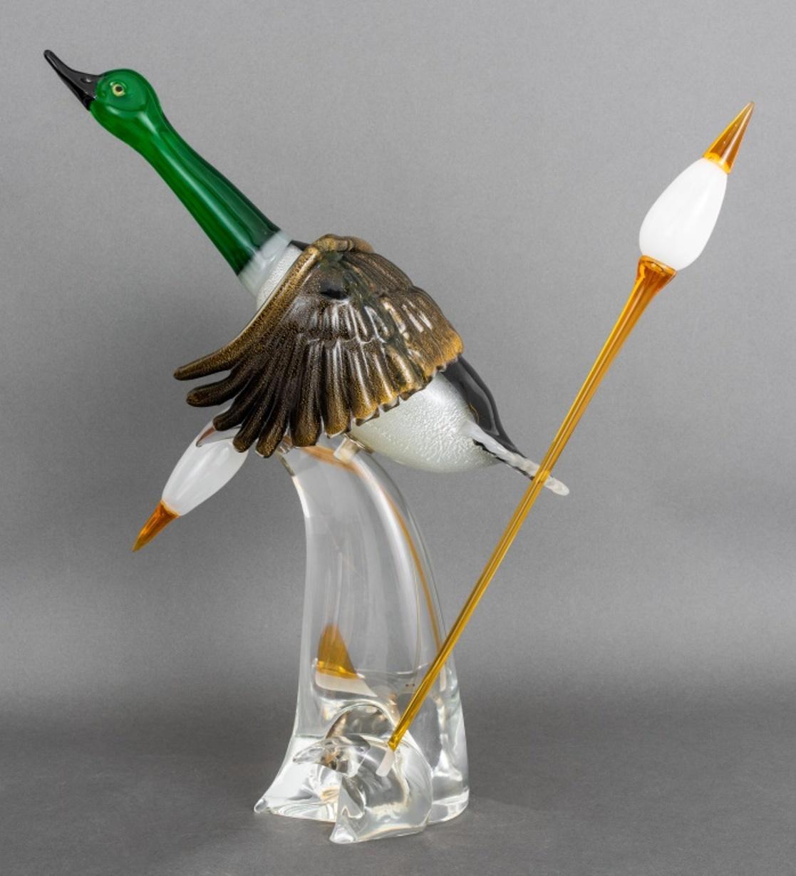 Oscar Zanetti Murano Glass Mallard Duck Sculpture 2