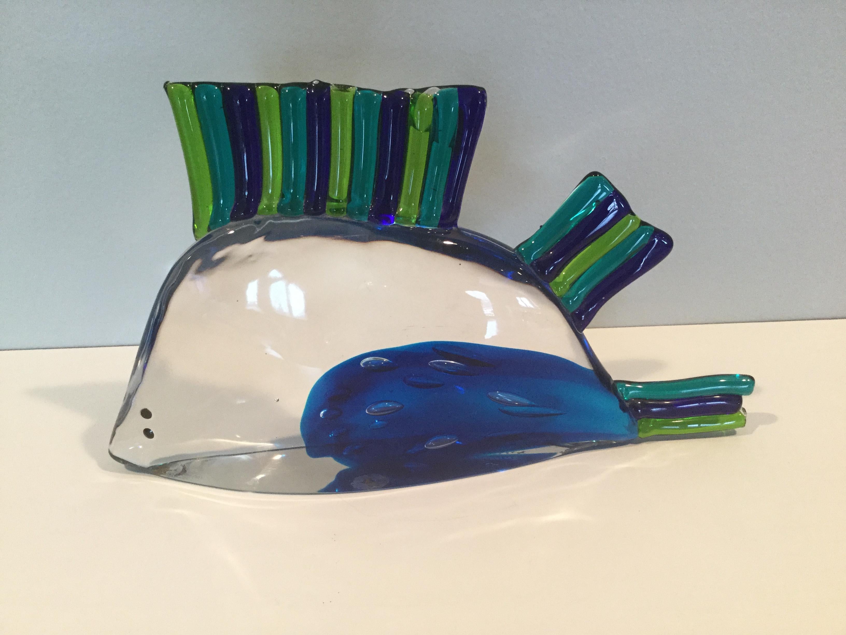 Signed abstract fish sculpture by Oscar Zanetti.