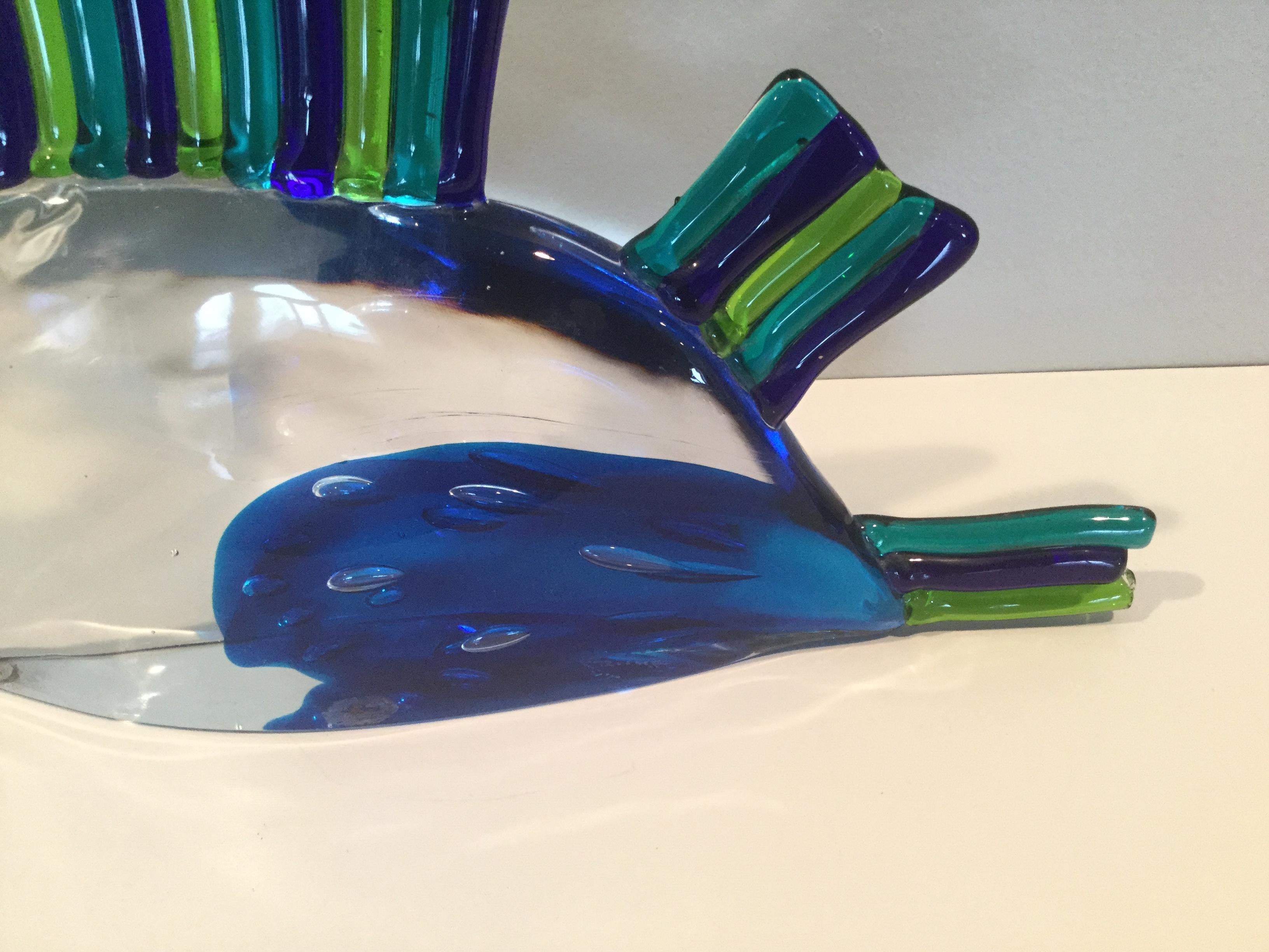 Mid-Century Modern Oscar Zanetti Signed Murano Abstract Fish Sculpture For Sale