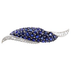 Oscar Heyman Sapphire Diamond Scroll Brooch