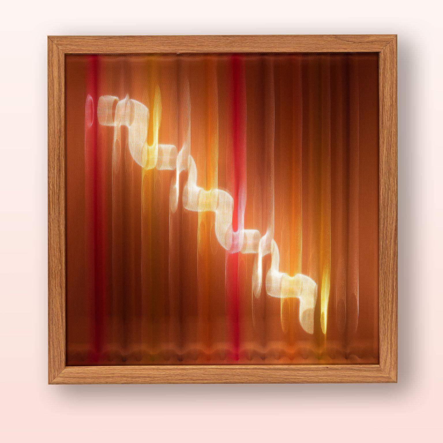 Oscile wall light by Studio Lampent
Edition Of 5
Dimensions: D 53 x W 53 x H 13 cm
Materials: acrylic sheets, acrylic rods, wood. 
Weight: 7.8 kg.
Customizable frame wood type (oak, ash, birch, etc) and color.

All our lamps can be wired
