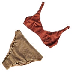 Oséree Lumière bikini in brown/gold glitter high-waisted, gives vintage vibe!