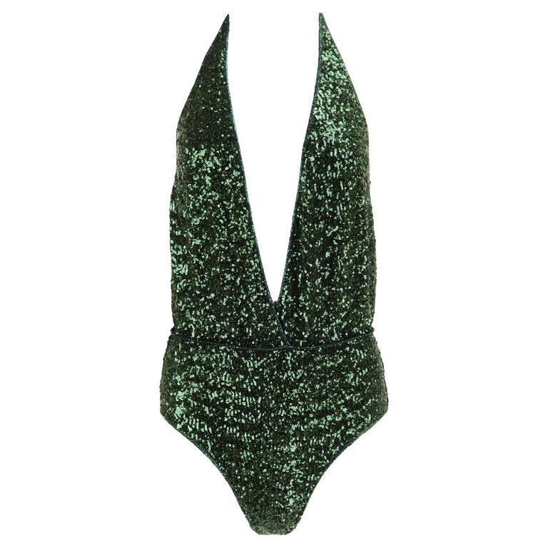Oséree Sequined Halterneck Swimsuit Large For Sale at 1stDibs