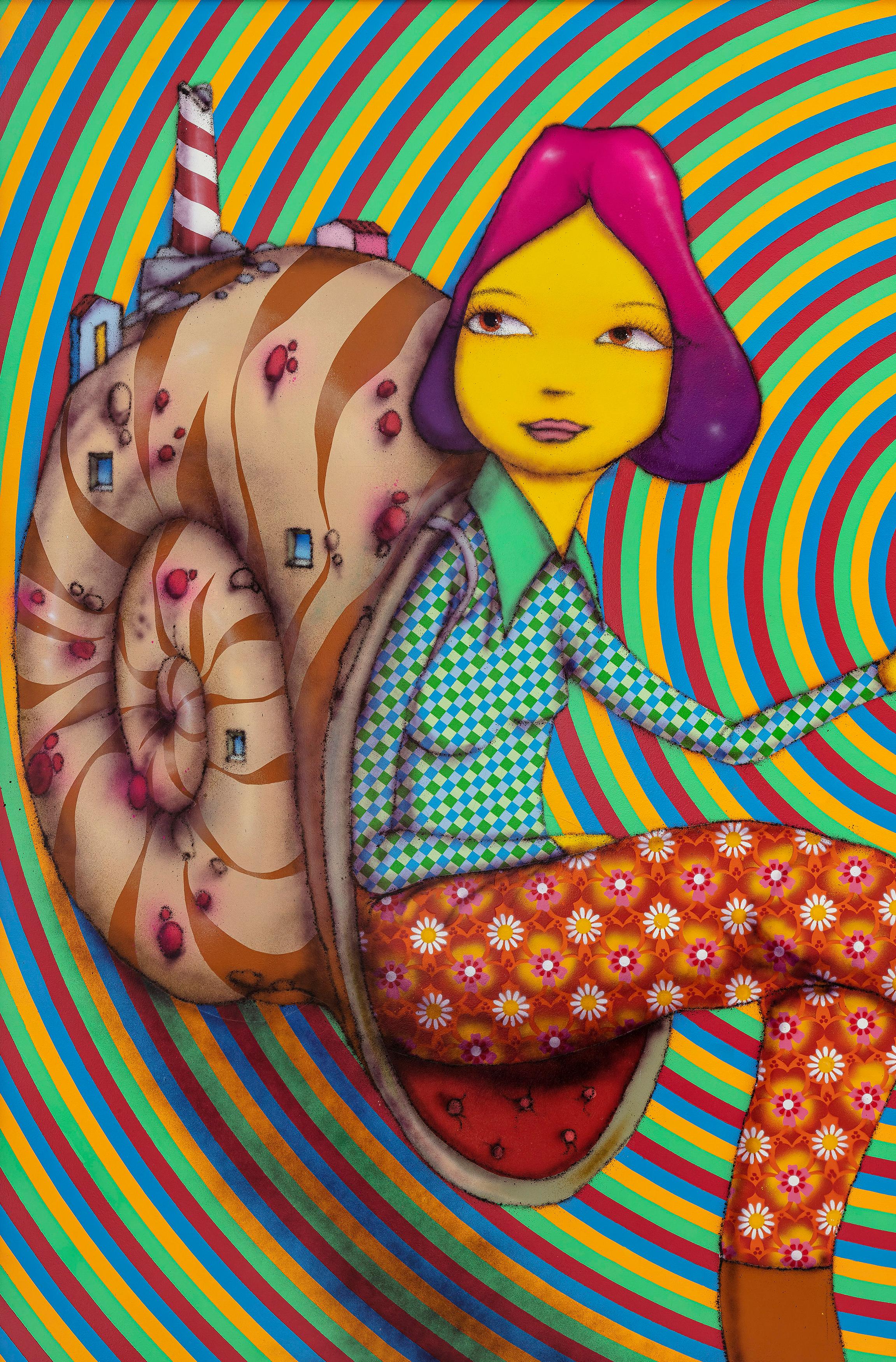 Il viaggiatore dei sogni - Figurative Painting Grigio di OSGEMEOS