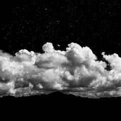 Black Mountain - A contemporary black and white landscape photograph, moon