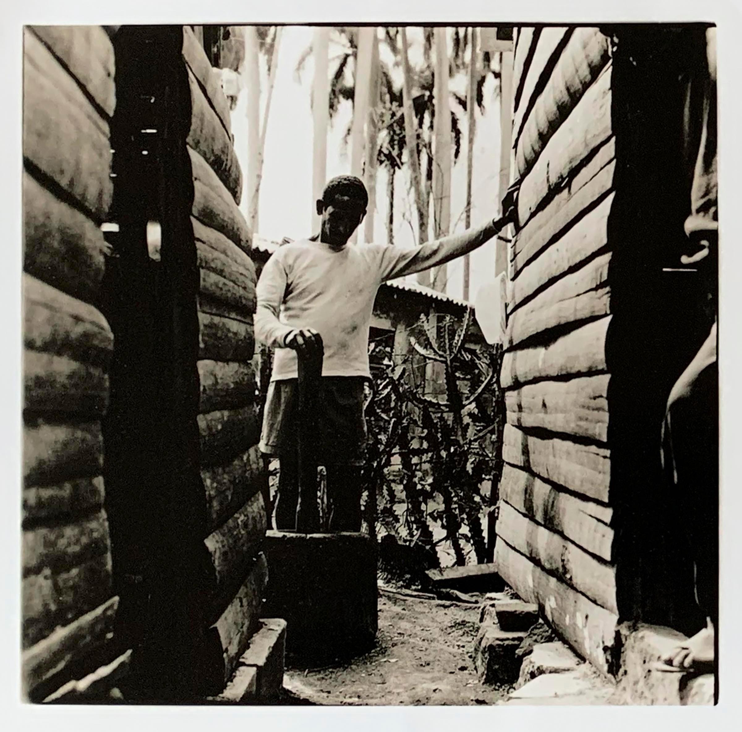 Grinding Coffee in Cuba, one of a kind gelatin silver lith print, figurative